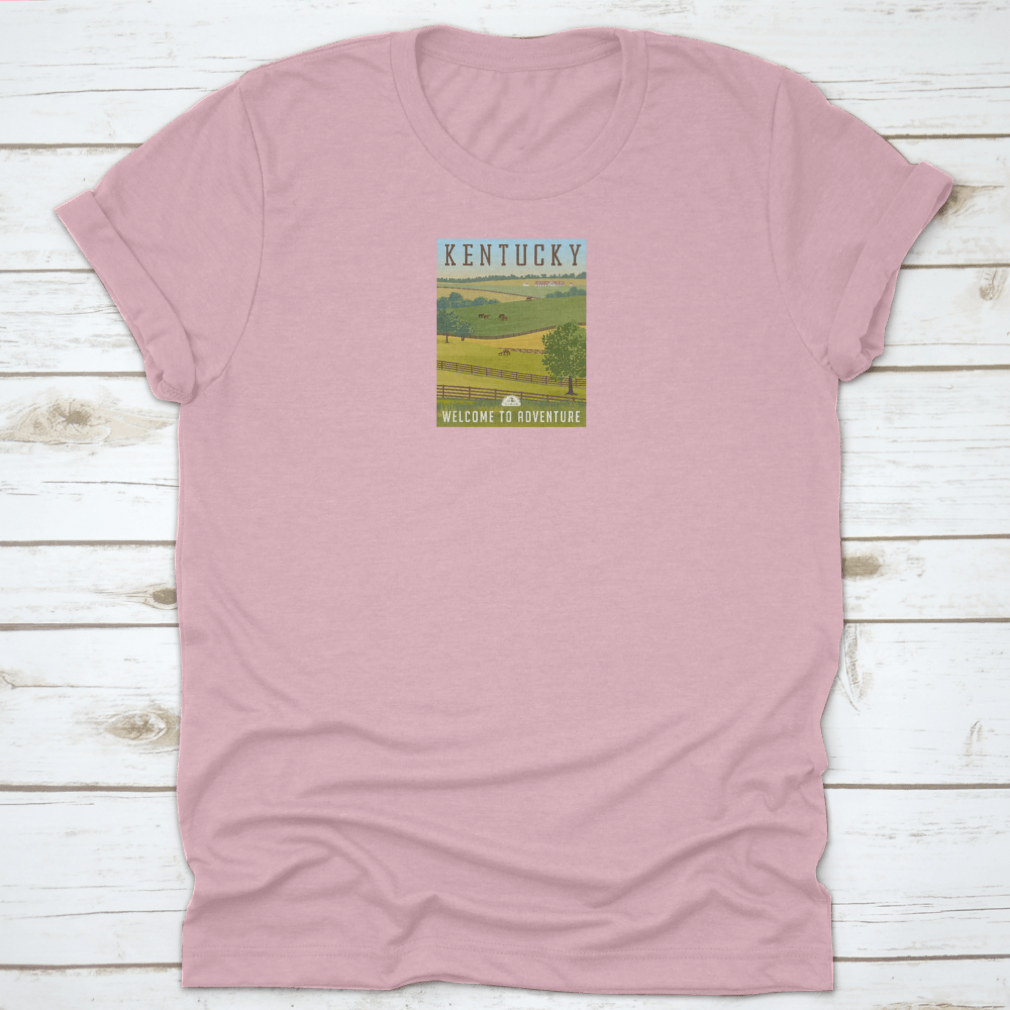 A comfortable Kentucky Scenic Farm Landscape T-shirt made from 100% cotton, featuring a beautiful design inspired by nature.