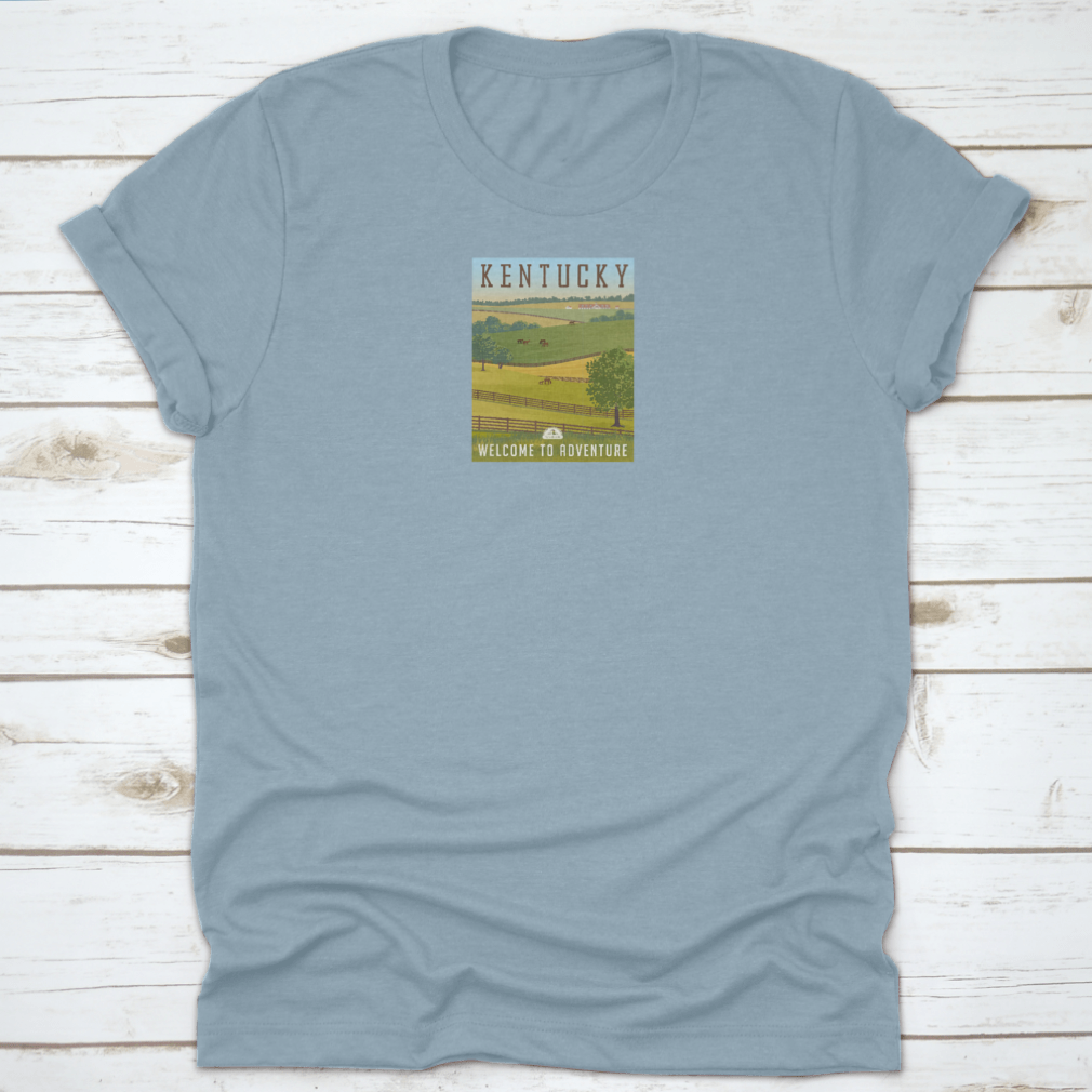 A comfortable Kentucky Scenic Farm Landscape T-shirt made from 100% cotton, featuring a beautiful design inspired by nature.