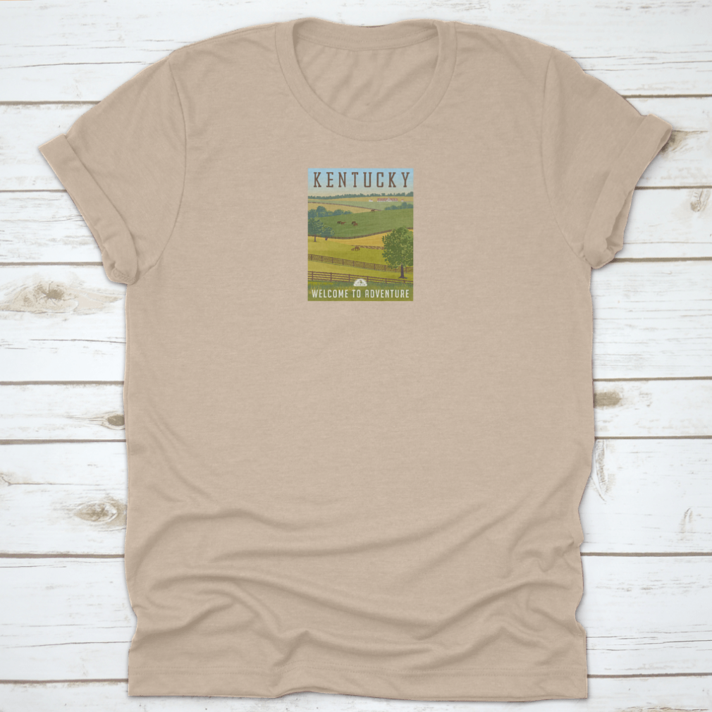 A comfortable Kentucky Scenic Farm Landscape T-shirt made from 100% cotton, featuring a beautiful design inspired by nature.