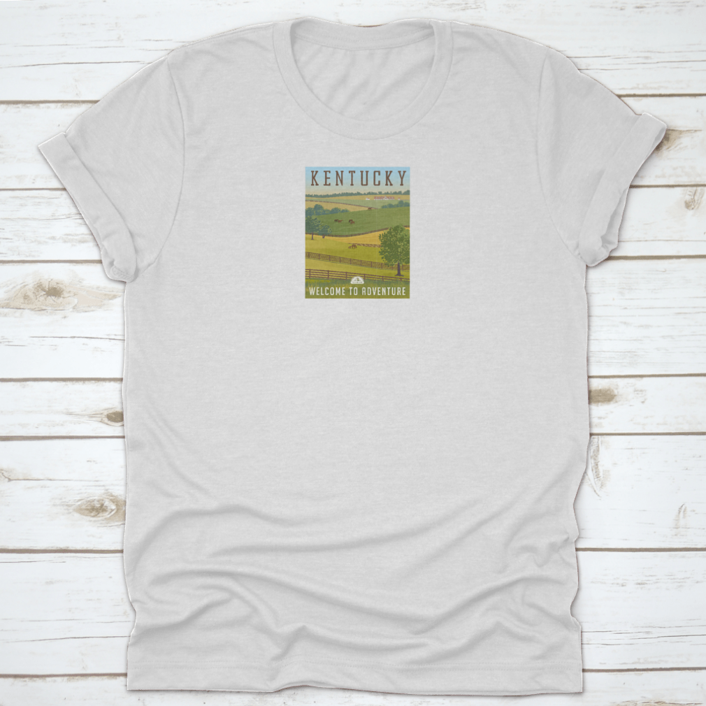 A comfortable Kentucky Scenic Farm Landscape T-shirt made from 100% cotton, featuring a beautiful design inspired by nature.