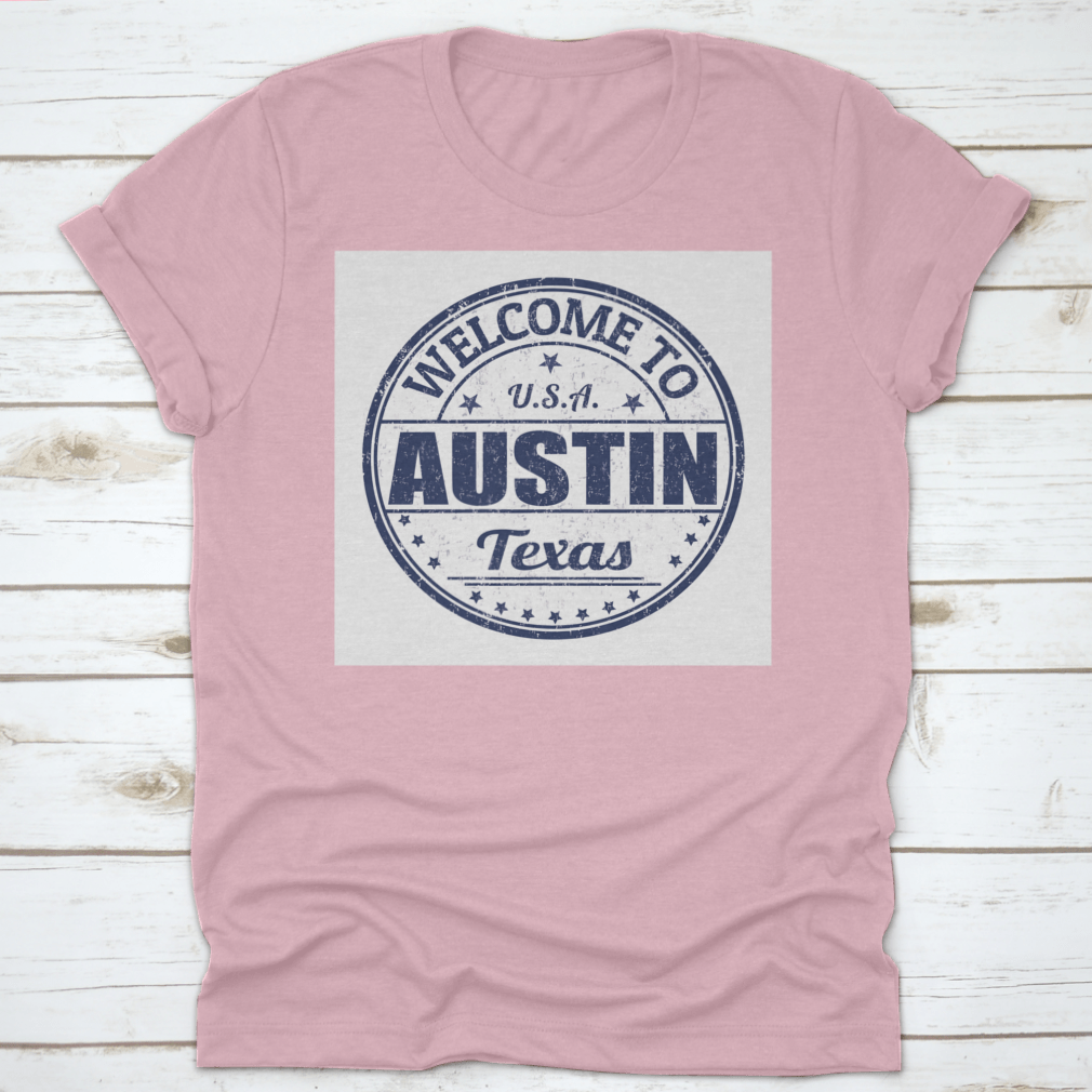 Welcome To Austin Grunge Rubber Stamp on a white background, showcasing its unique design and quality.