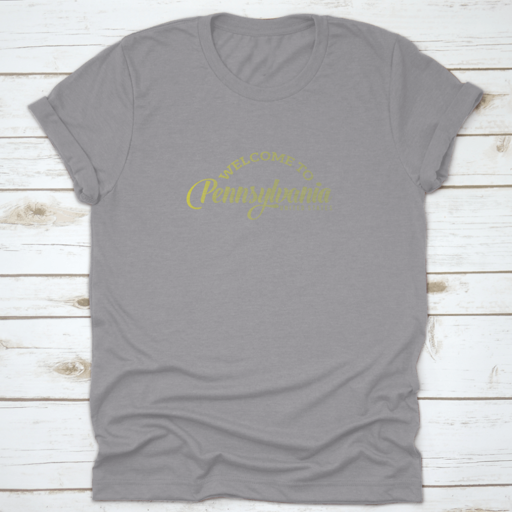 A stylish Welcome To Pennsylvania T-Shirt featuring a word text vector design, made from 100% cotton for comfort.