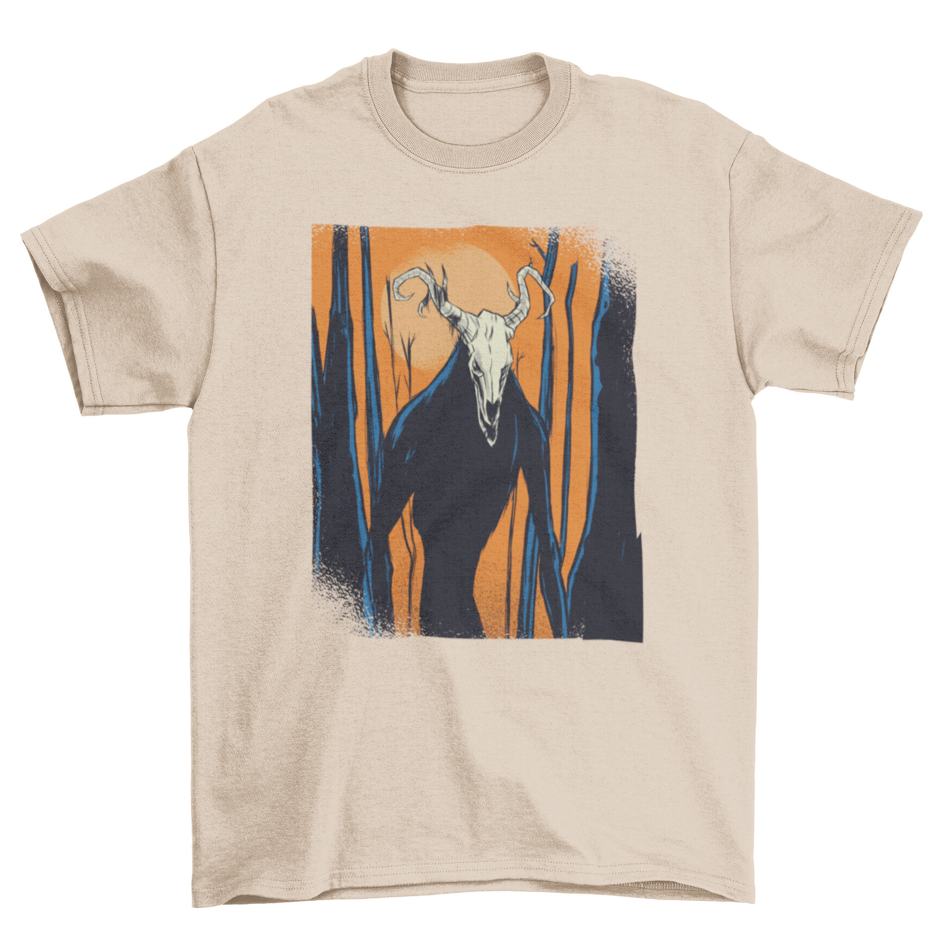 Wendigo T-Shirt featuring a haunting illustration of a wendigo in a dark forest background, perfect for horror enthusiasts.