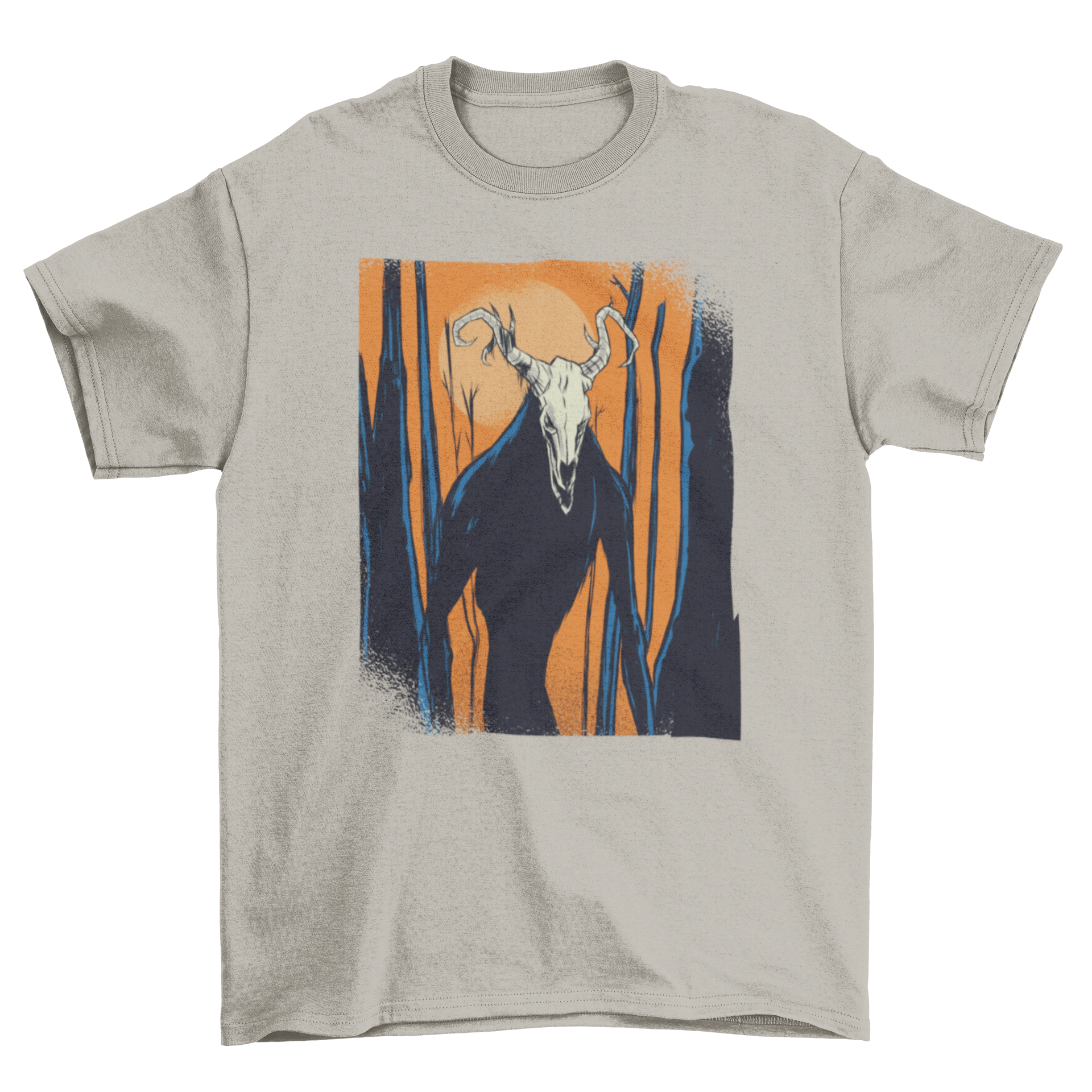 Wendigo T-Shirt featuring a haunting illustration of a wendigo in a dark forest background, perfect for horror enthusiasts.