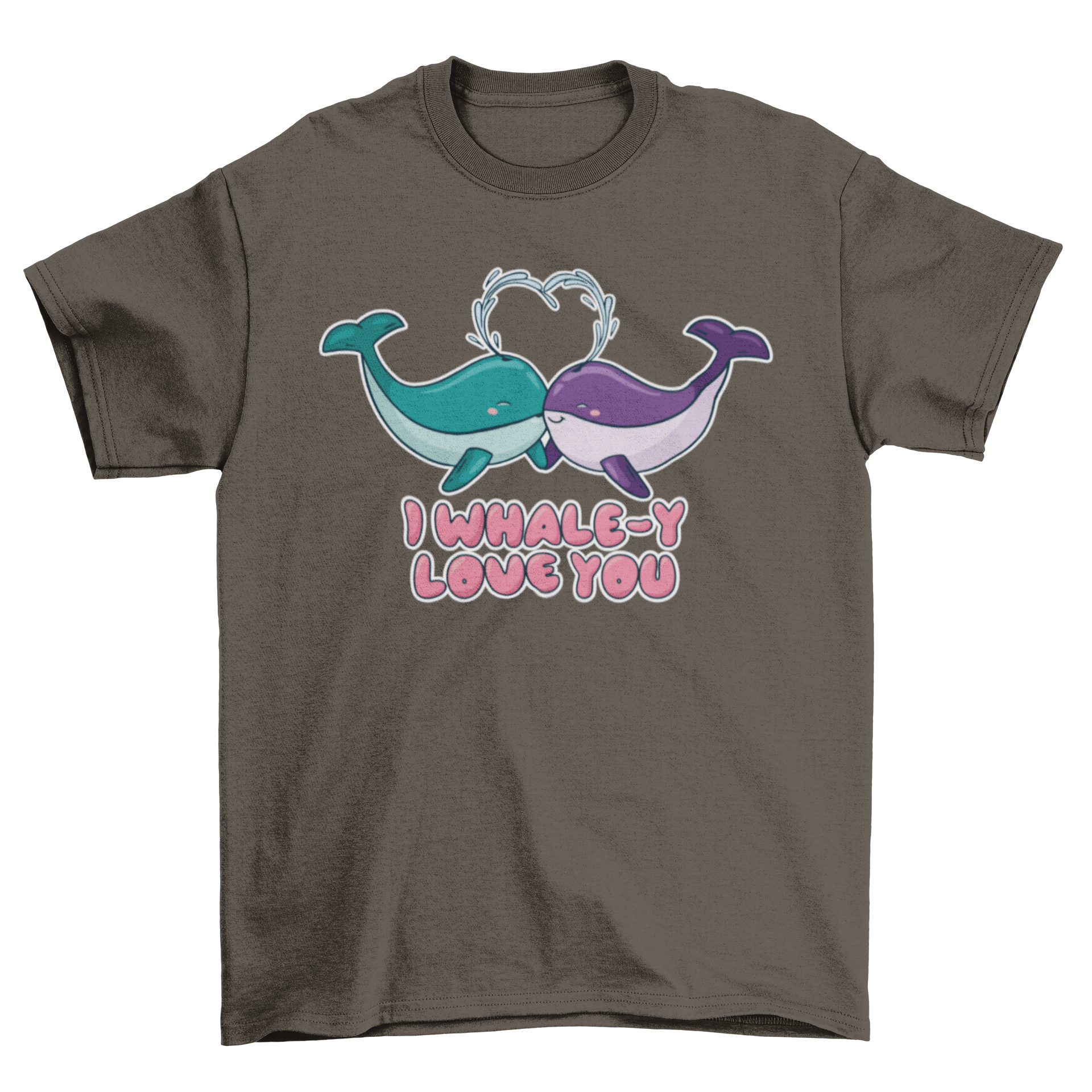 Whale Love T-shirt featuring two whales with the quote I WHALE-Y LOVE YOU, showcasing a playful and loving design.