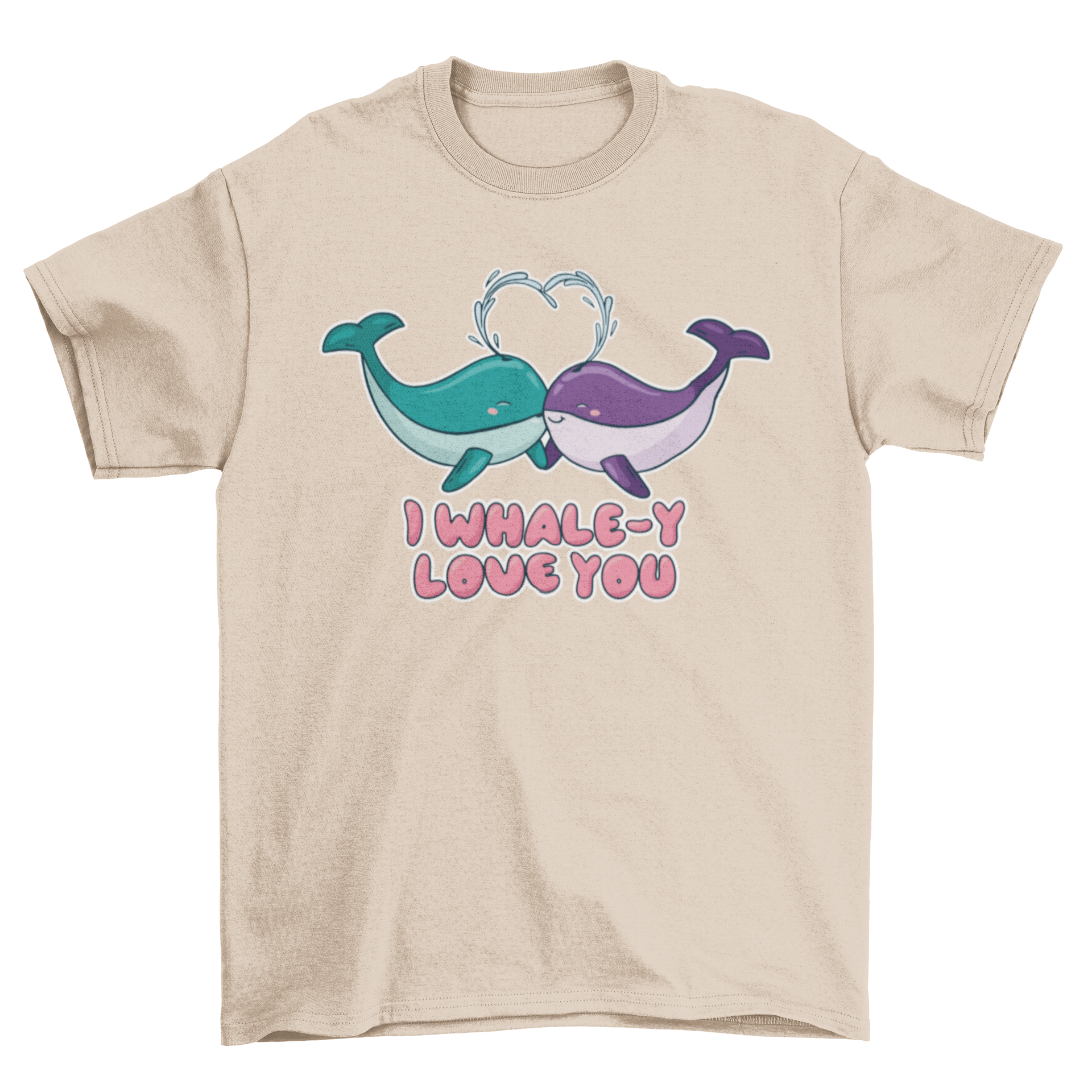 Whale Love T-shirt featuring two whales with the quote I WHALE-Y LOVE YOU, showcasing a playful and loving design.