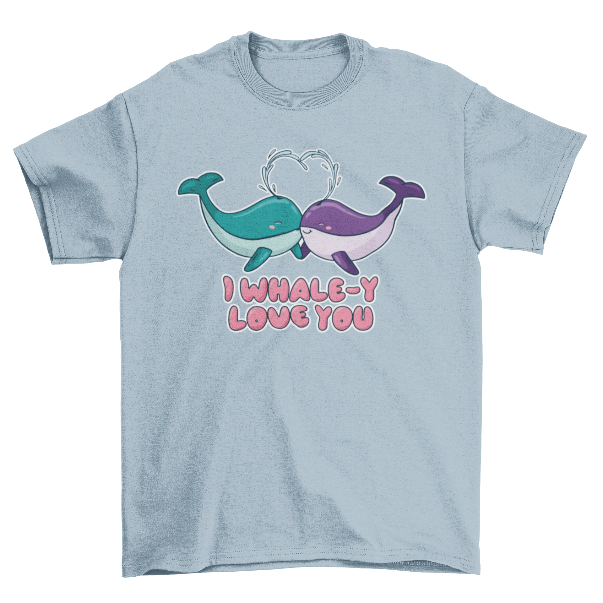 Whale Love T-shirt featuring two whales with the quote I WHALE-Y LOVE YOU, showcasing a playful and loving design.