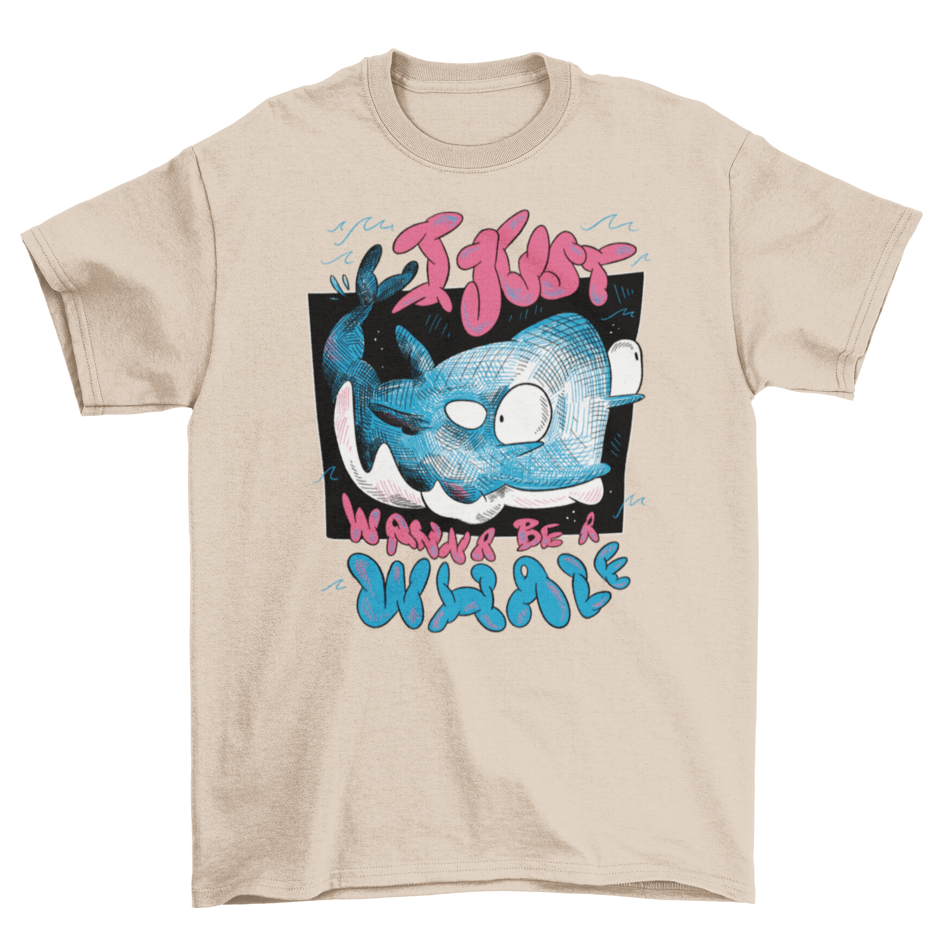 Whale ocean sketch t-shirt featuring a whale swimming and a quote, perfect for ocean lovers.