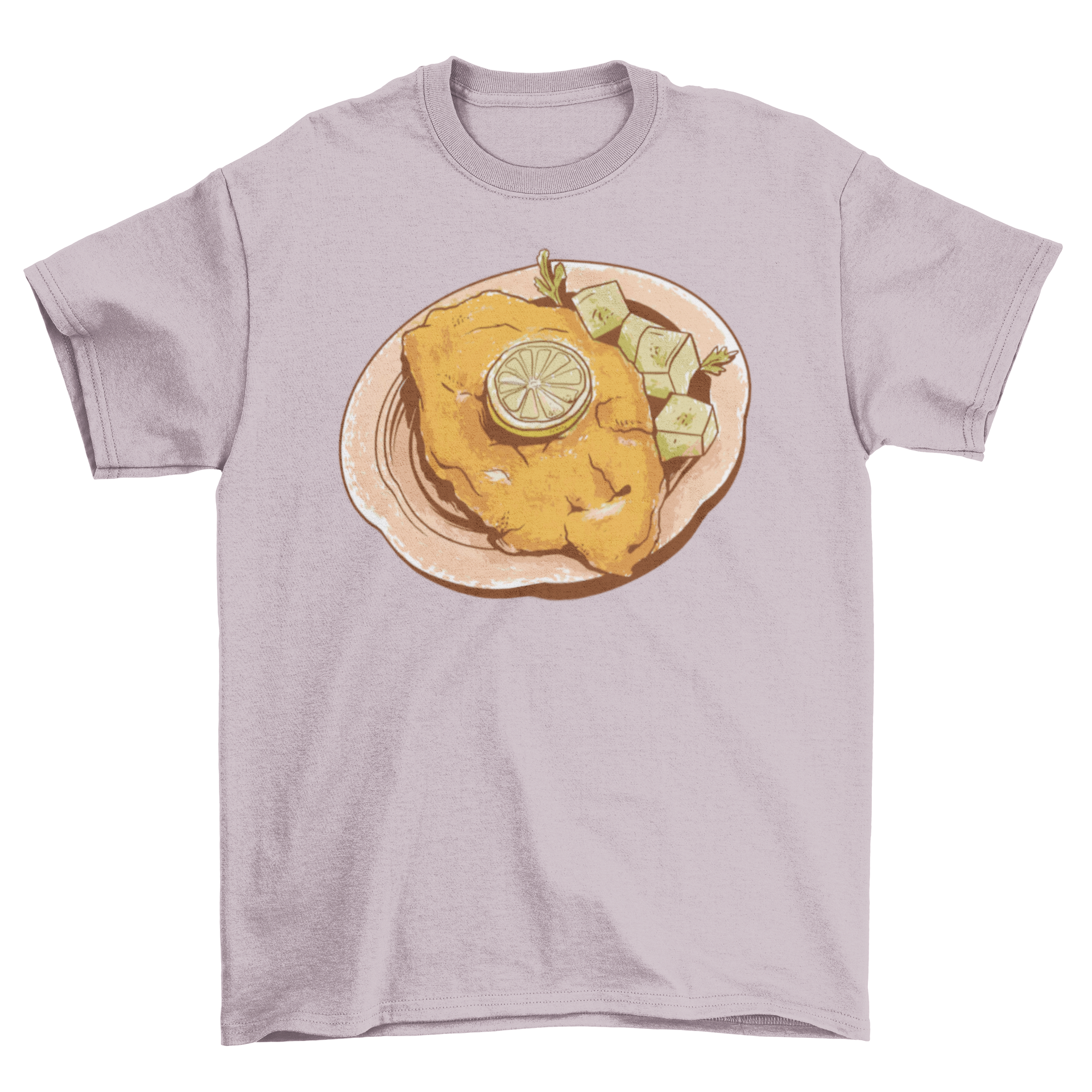 Wiener Schnitzel t-shirt featuring a vibrant design of the traditional Austrian dish, perfect for food lovers.