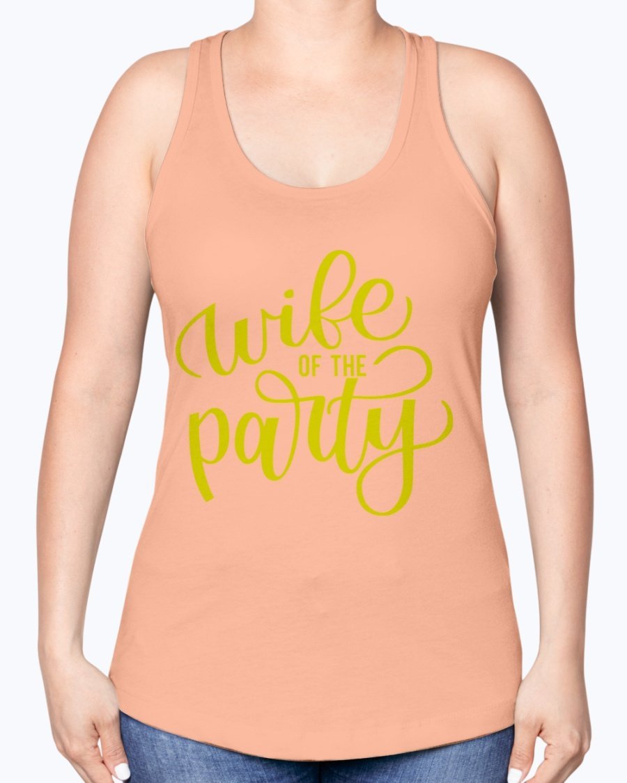 Wife of the Party Racerback Tank in white, featuring stylish design and soft fabric, perfect for bridal celebrations.