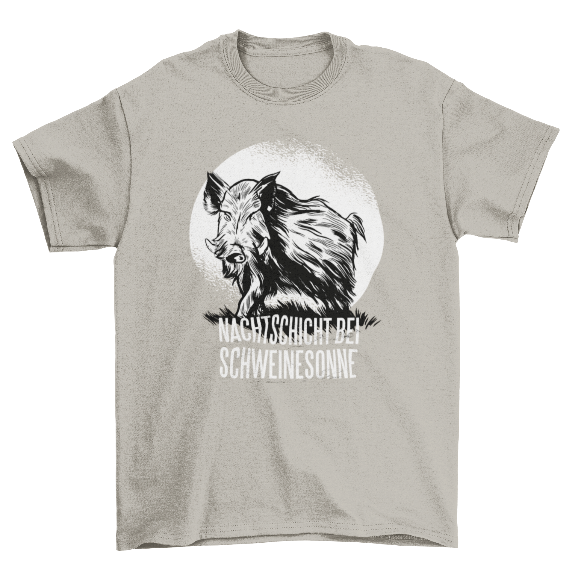 Wild Boar German Quote T-shirt featuring a wild boar design against the moon with an inspirational quote.