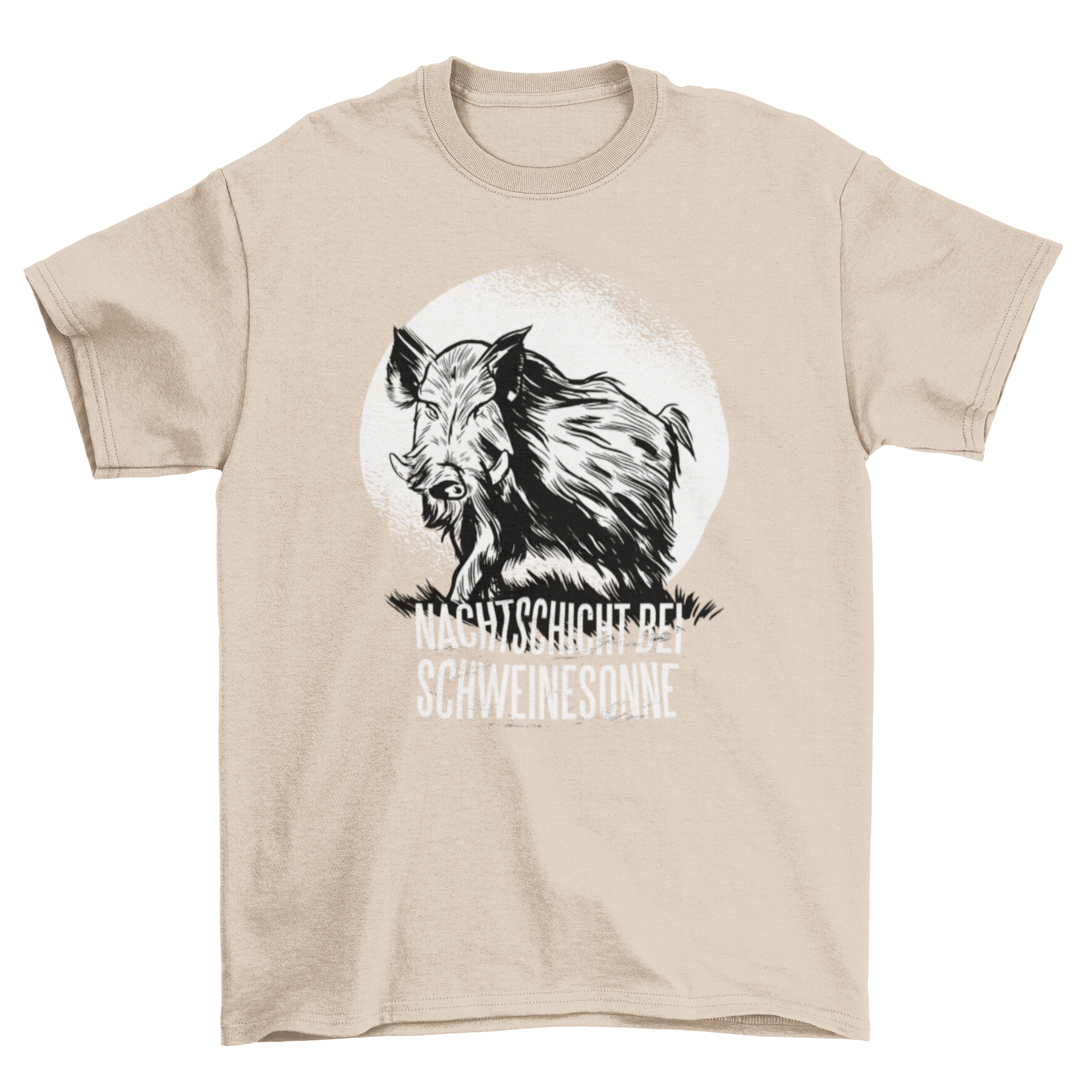 Wild Boar German Quote T-shirt featuring a wild boar design against the moon with an inspirational quote.