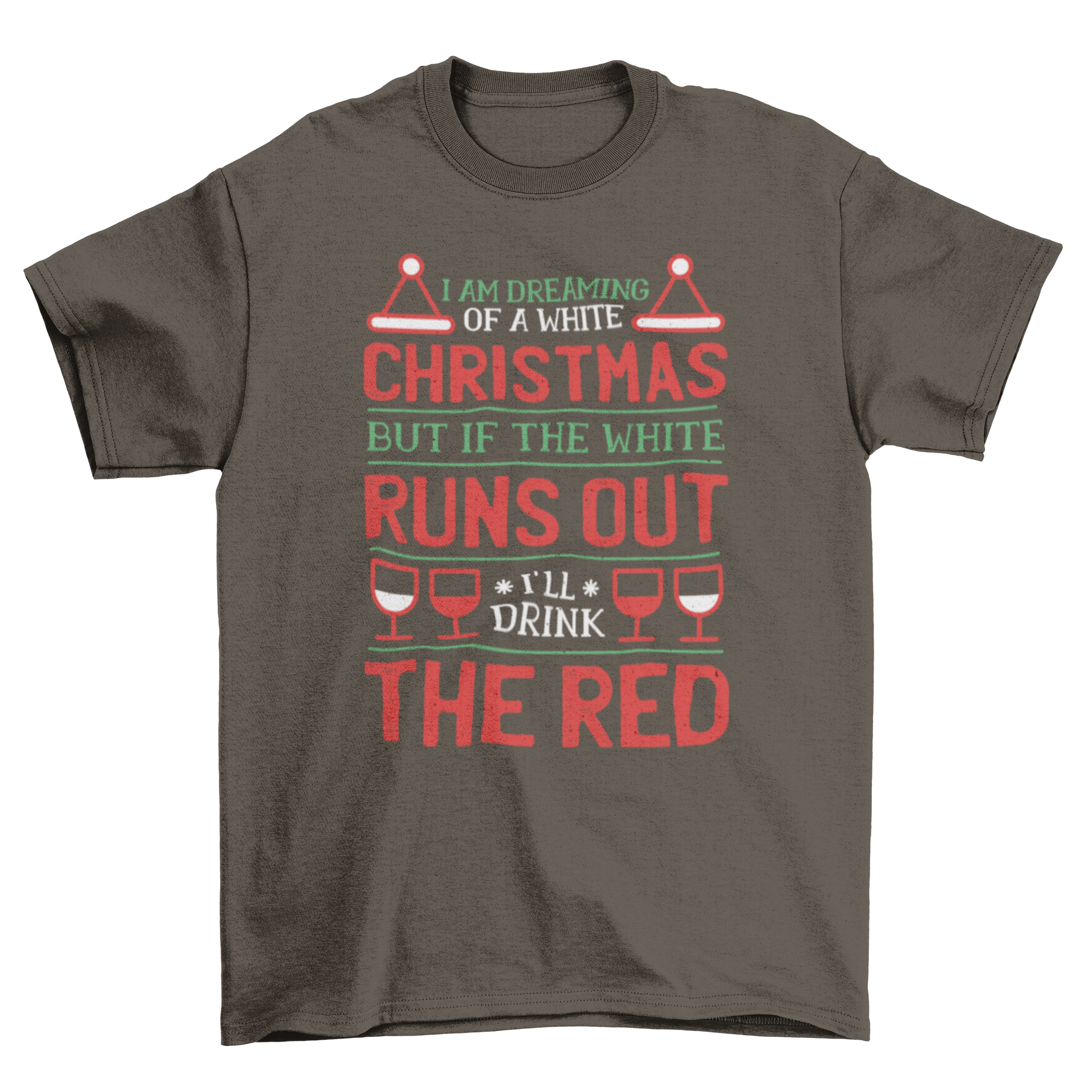 Funny Wine Christmas quote t-shirt design featuring a humorous quote about drinking wine during the holidays.