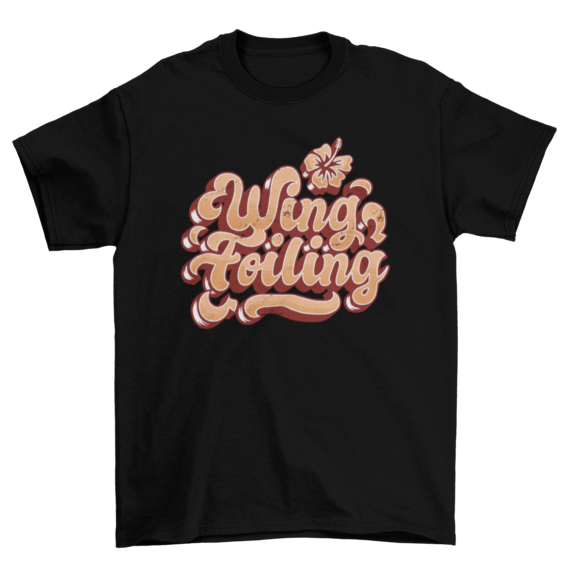 A stylish t-shirt featuring bold lettering that reads 'Wing Foiling', perfect for water sports enthusiasts.