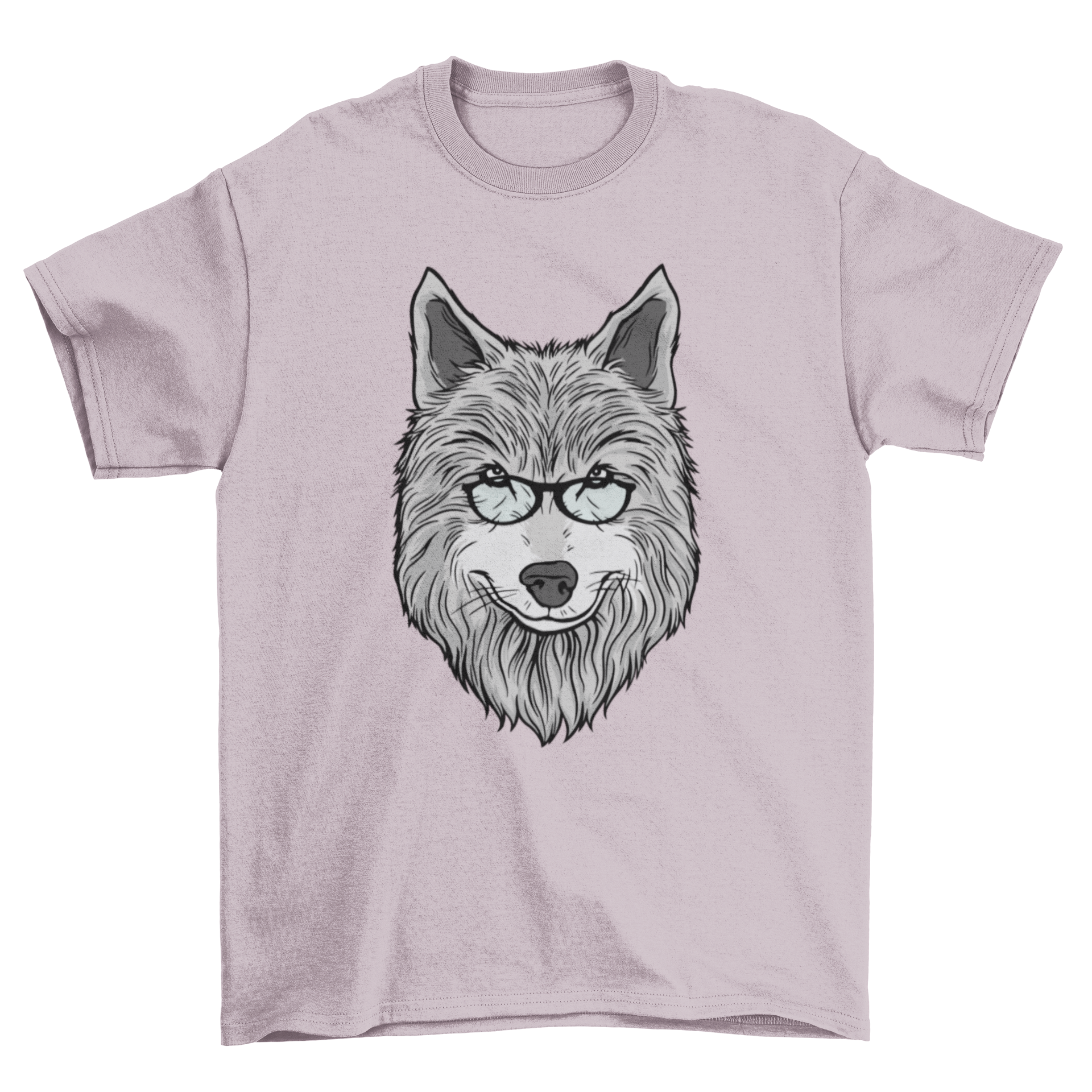 A stylish Wolf Dad T-Shirt featuring a wolf wearing reading glasses, perfect for casual wear.