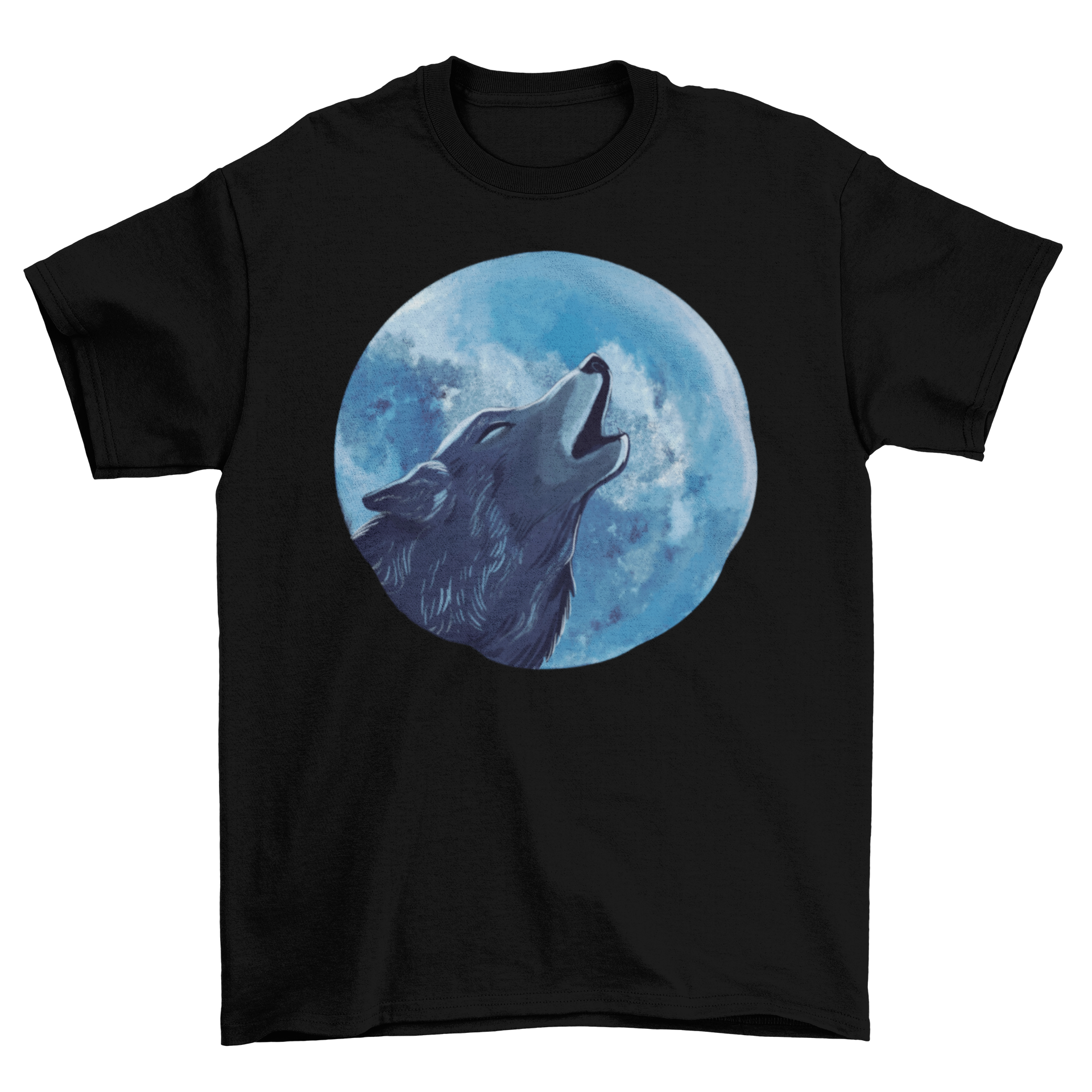 A stylish t-shirt featuring a detailed illustration of a wolf howling at the moon, perfect for nature lovers.