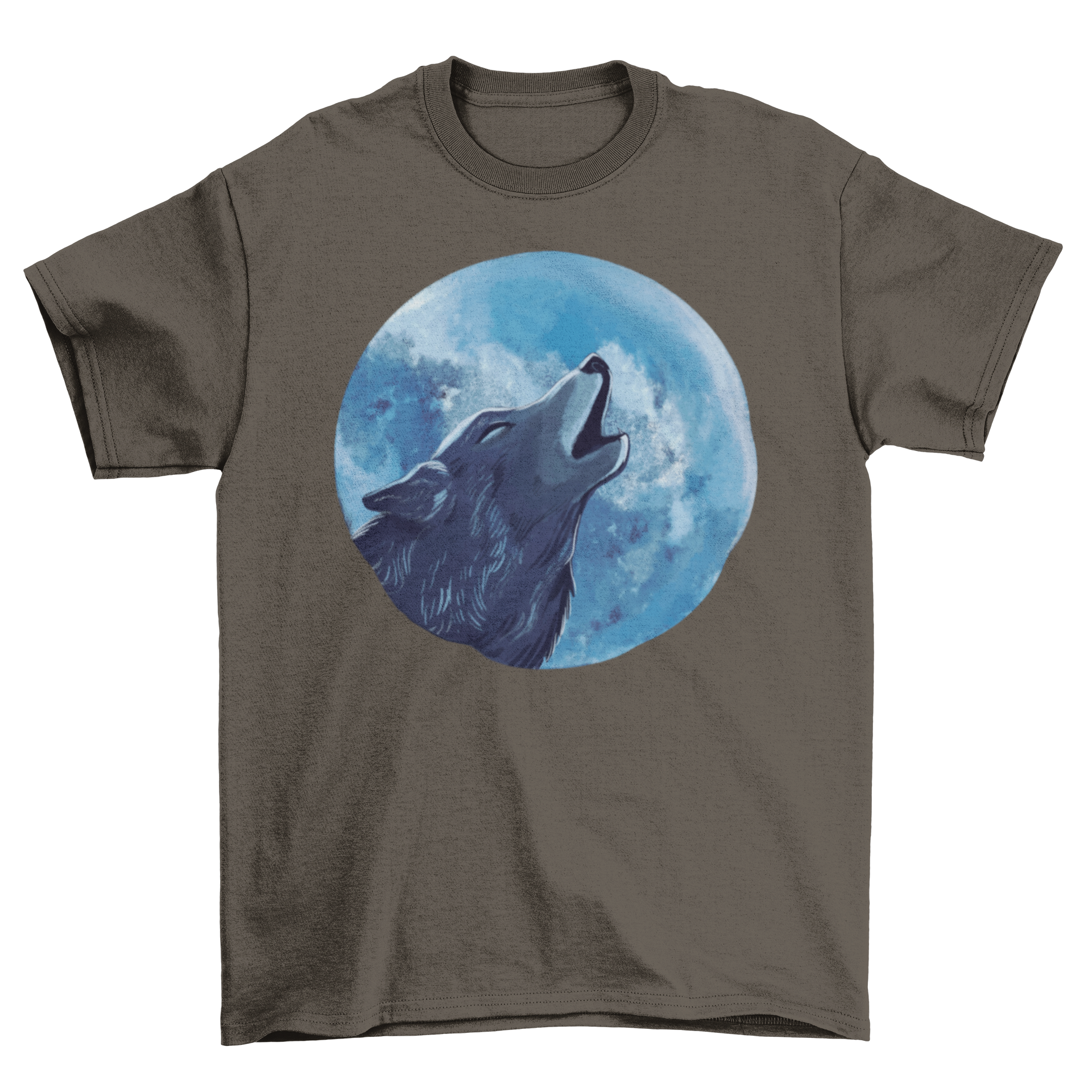 A stylish t-shirt featuring a detailed illustration of a wolf howling at the moon, perfect for nature lovers.