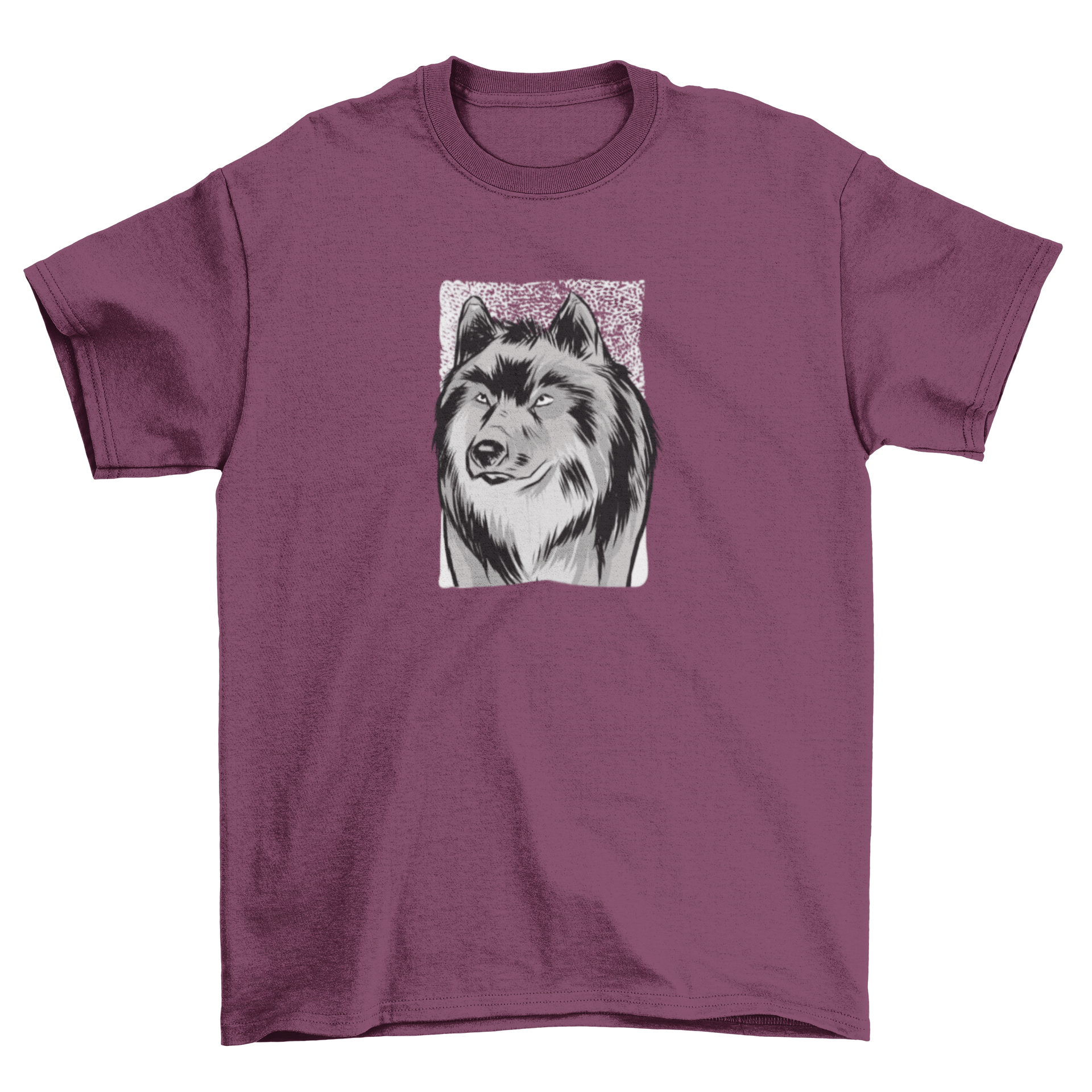 A stylish t-shirt featuring a detailed sketch illustration of a wolf, showcasing its majestic features.