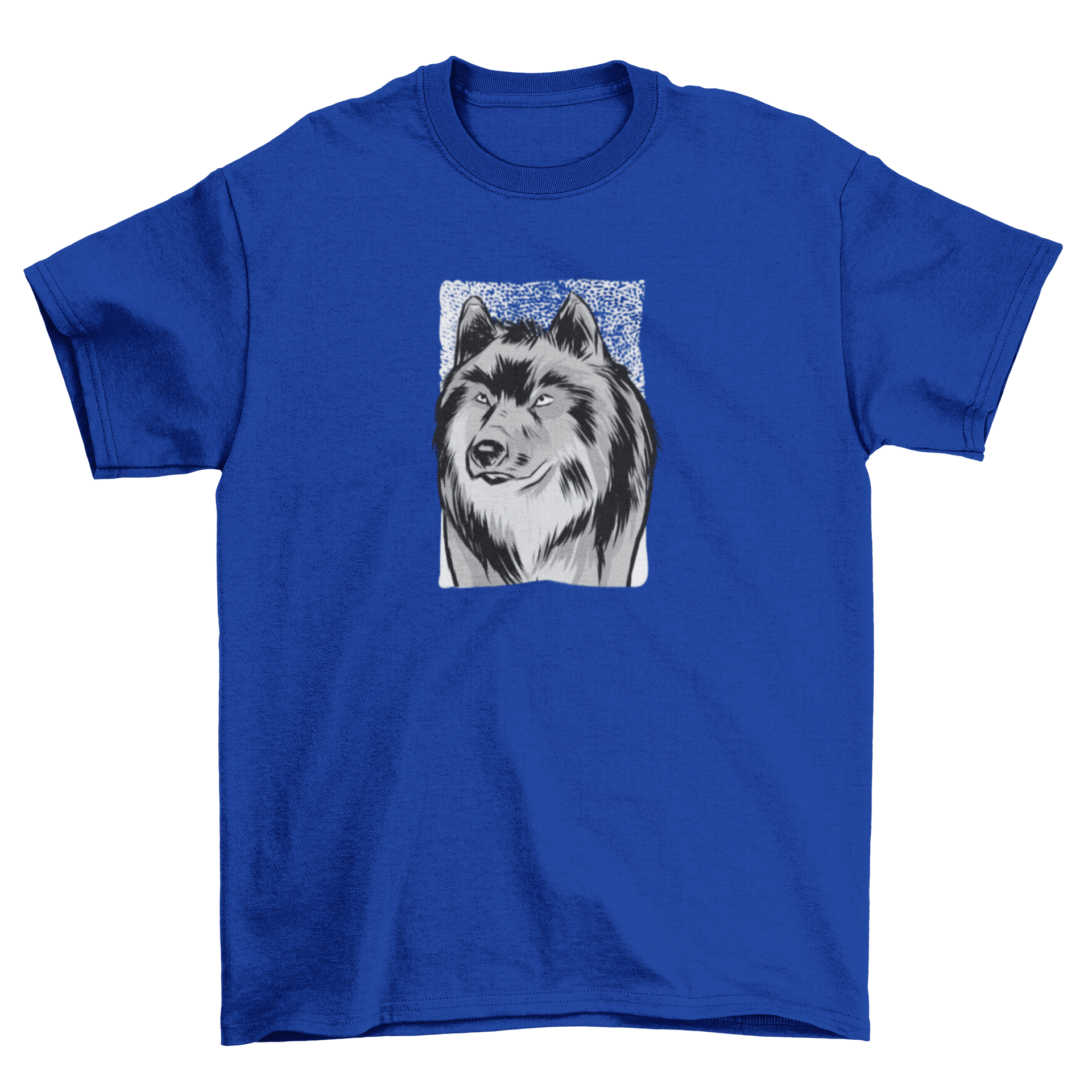 A stylish t-shirt featuring a detailed sketch illustration of a wolf, showcasing its majestic features.