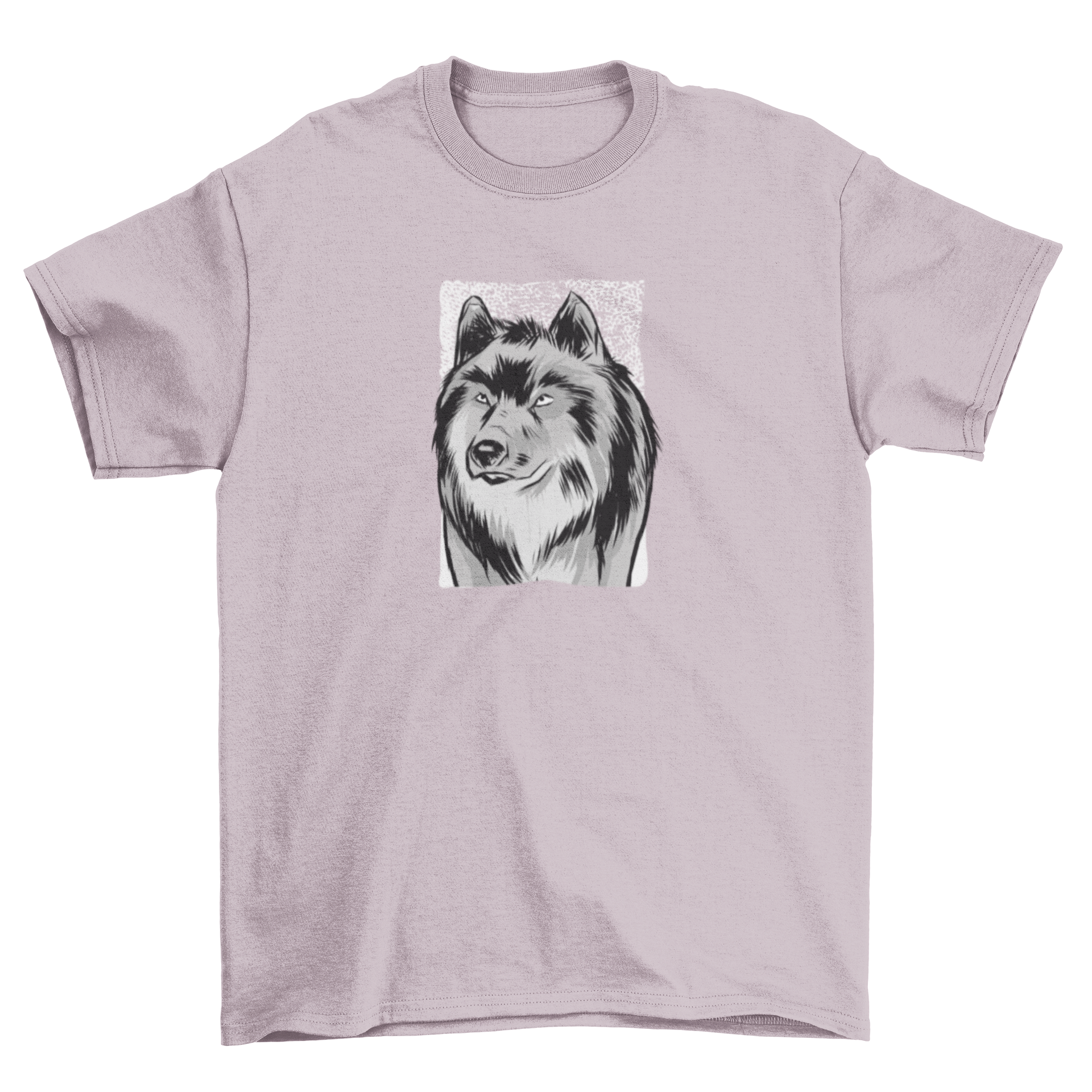 A stylish t-shirt featuring a detailed sketch illustration of a wolf, showcasing its majestic features.