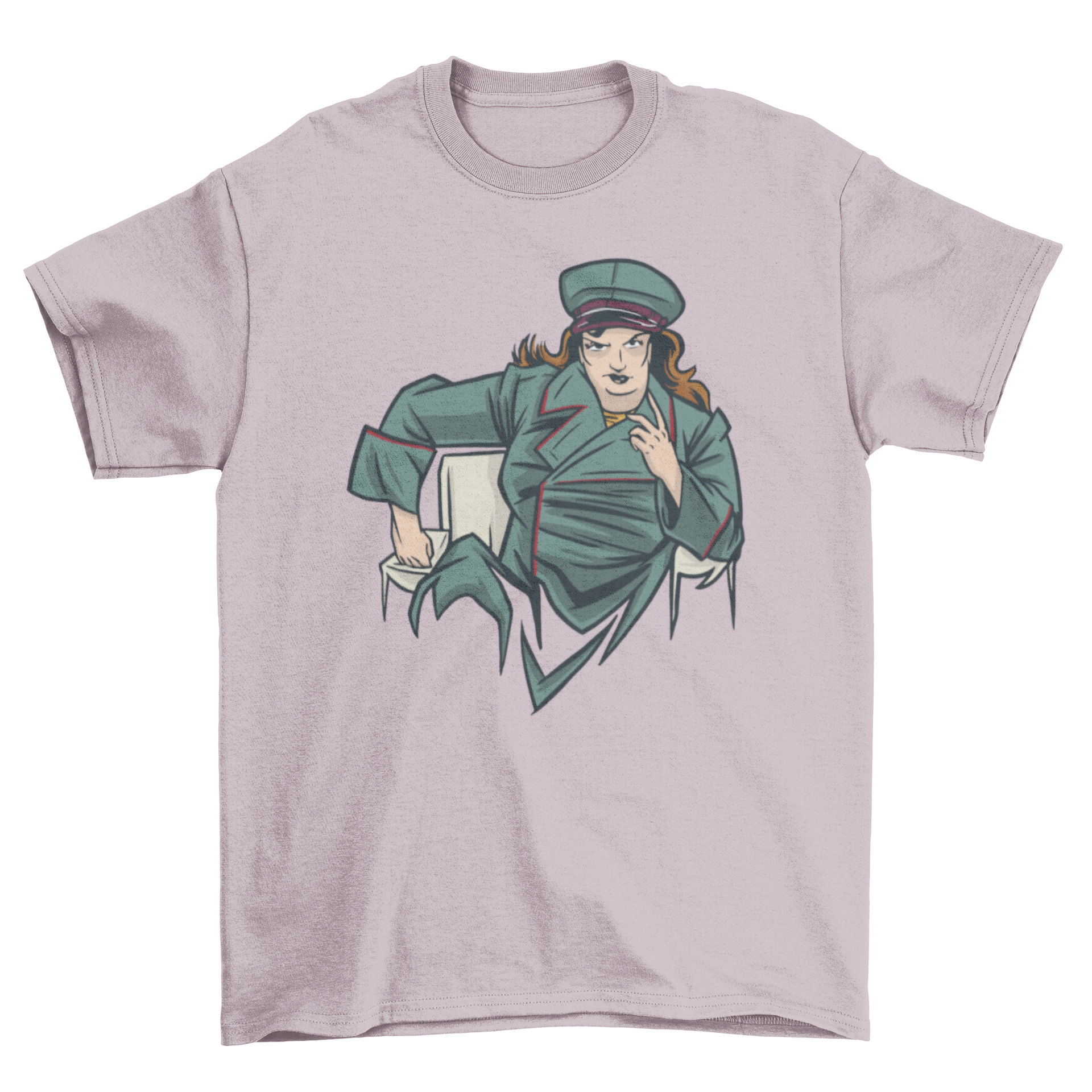 Woman Dictator T-shirt featuring a bold design of a female figure symbolizing strength and empowerment.