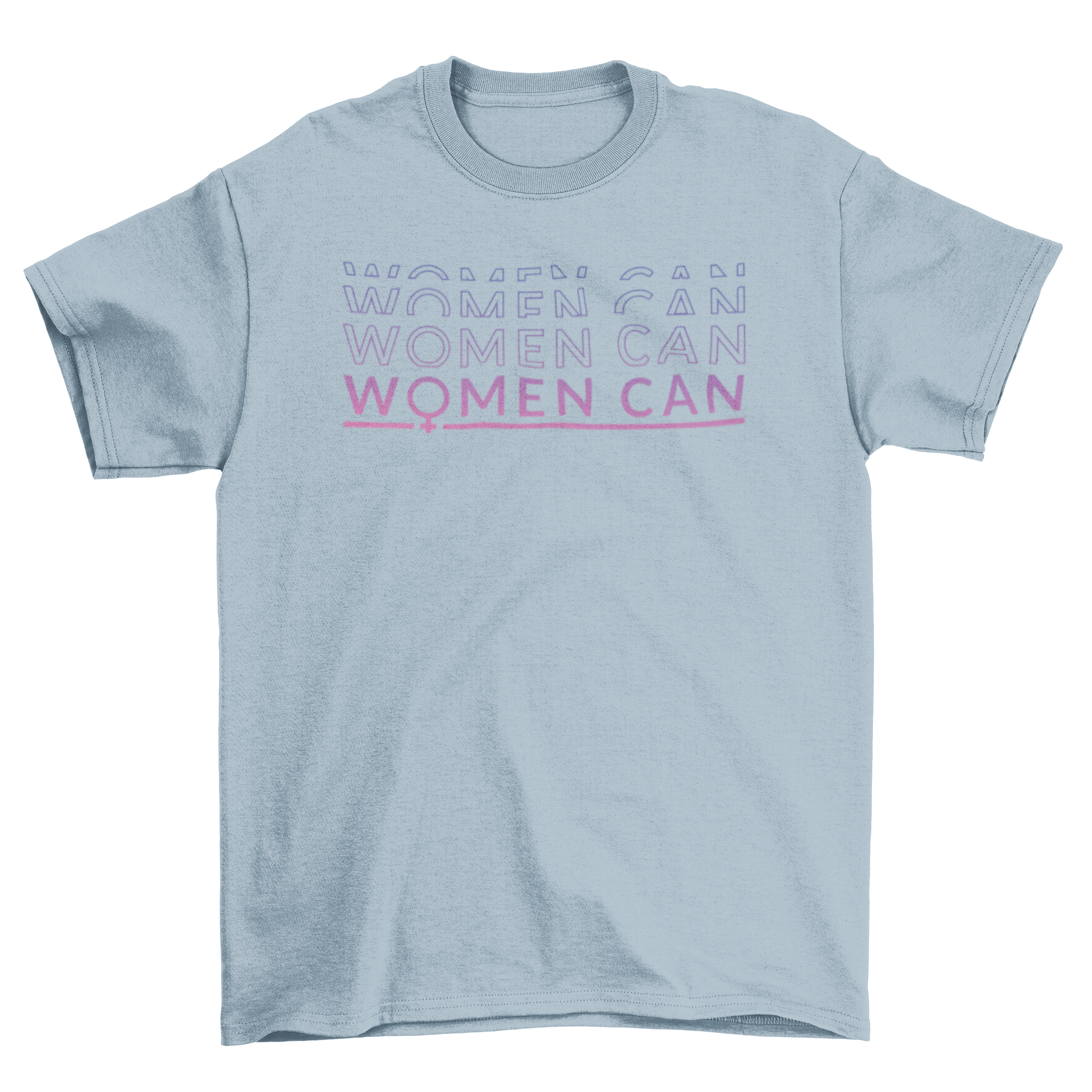 A stylish Women's Day themed t-shirt featuring the empowering quote 'Women Can' in bold letters.