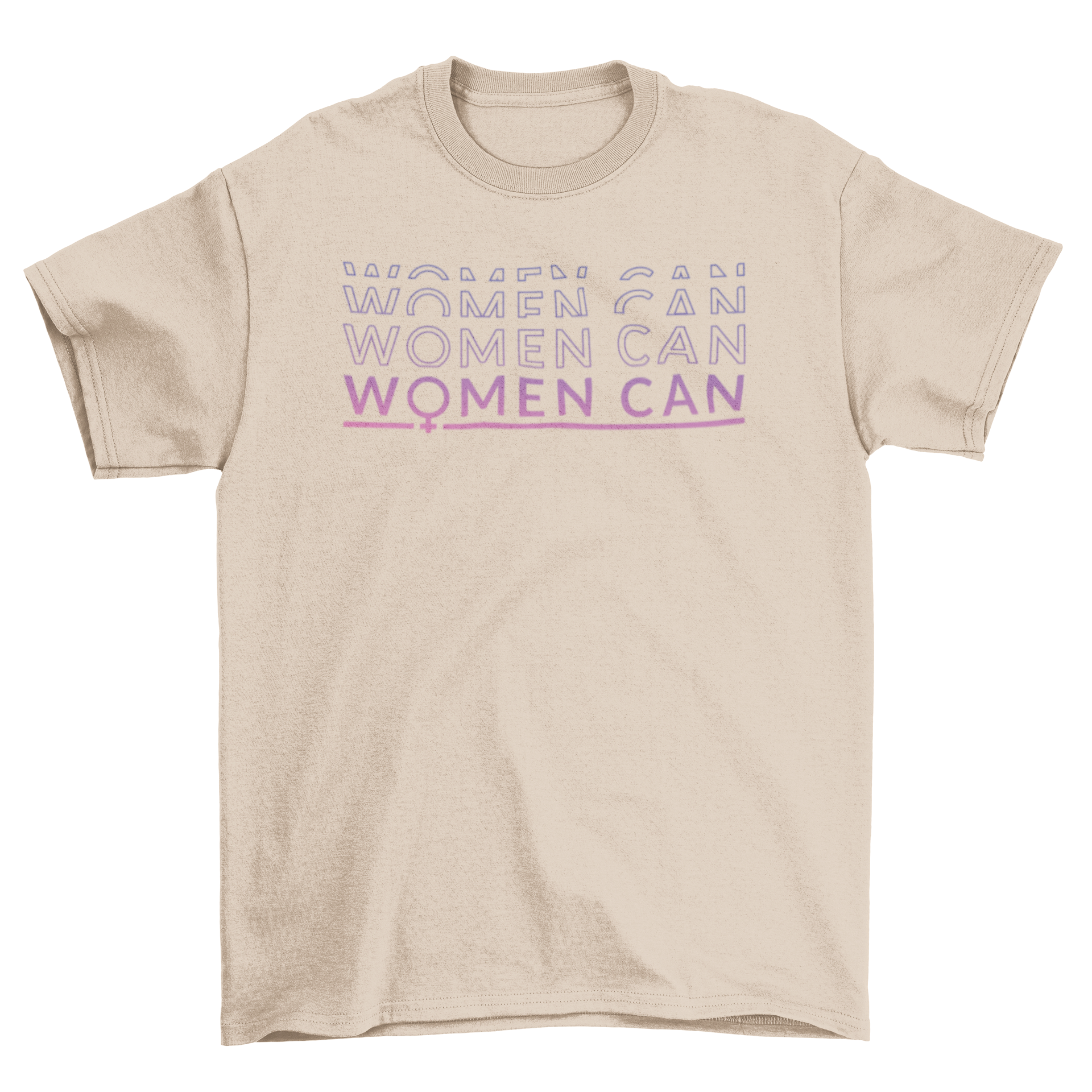 A stylish Women's Day themed t-shirt featuring the empowering quote 'Women Can' in bold letters.