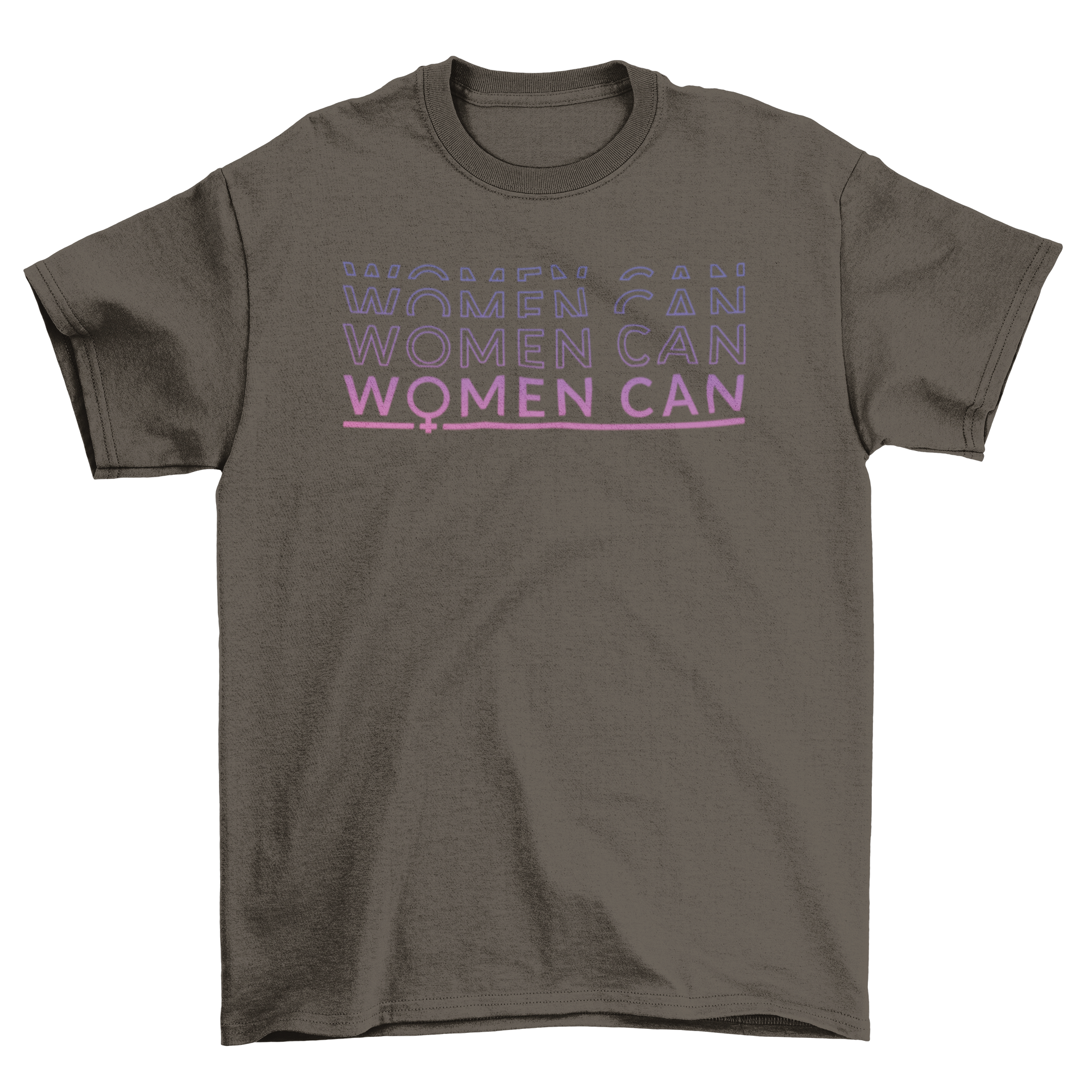 A stylish Women's Day themed t-shirt featuring the empowering quote 'Women Can' in bold letters.