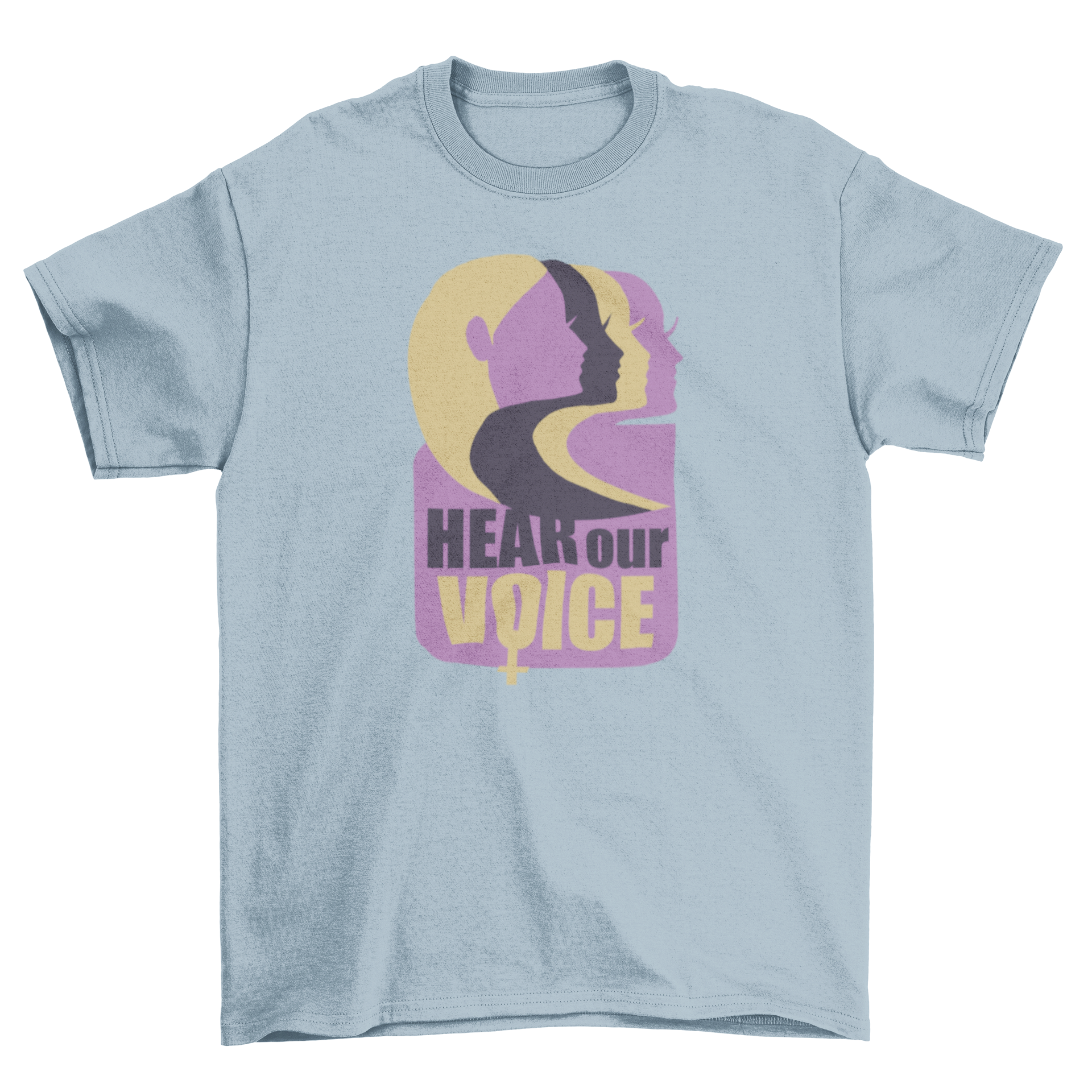 Women's Voice T-Shirt Design featuring 'Hear our Voice' text, perfect for Women's March events.