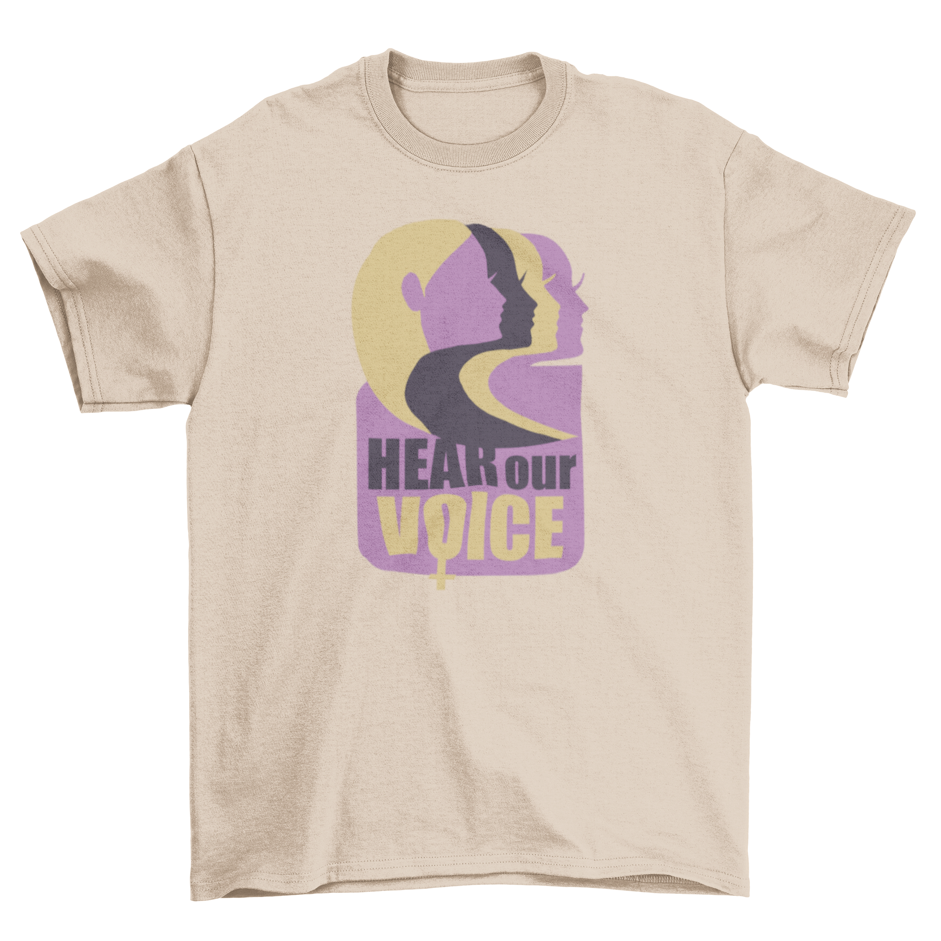 Women's Voice T-Shirt Design featuring 'Hear our Voice' text, perfect for Women's March events.