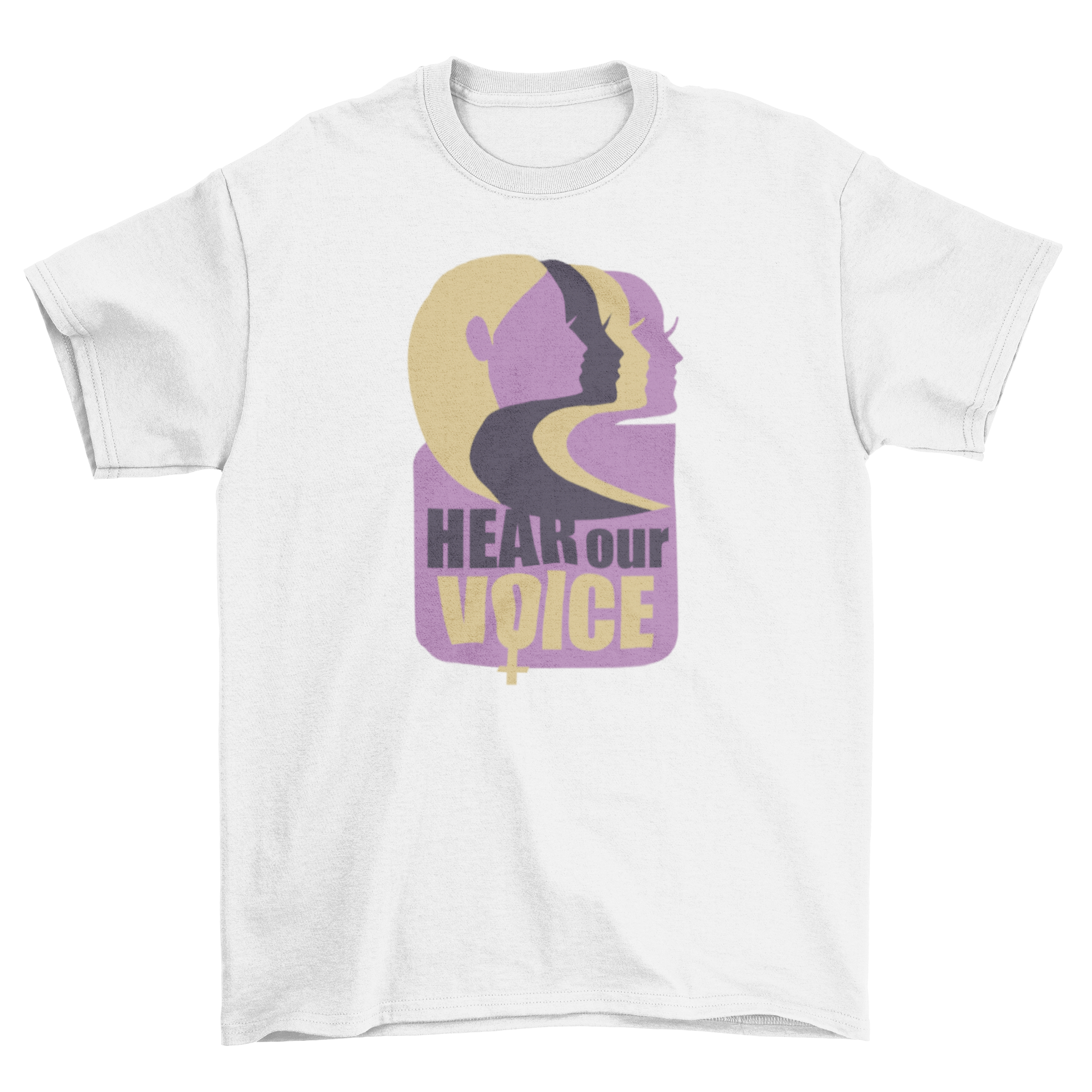 Women's Voice T-Shirt Design featuring 'Hear our Voice' text, perfect for Women's March events.