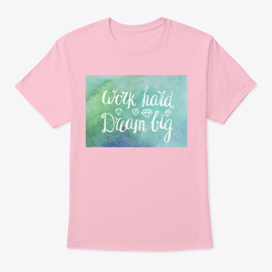 A motivational t-shirt featuring the quote 'Work Hard Dream Big', made from soft cotton fabric, showcasing a classic fit and stylish design.