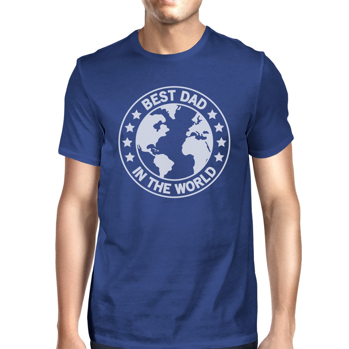 Men's blue cotton t-shirt with 'World Best Dad' graphic design, perfect for Father's Day gifts.