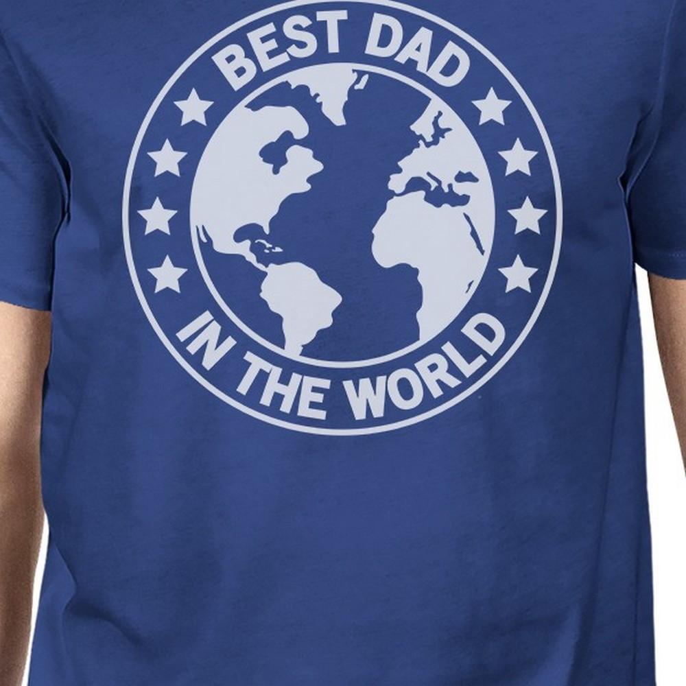 Men's blue cotton t-shirt with 'World Best Dad' graphic design, perfect for Father's Day gifts.