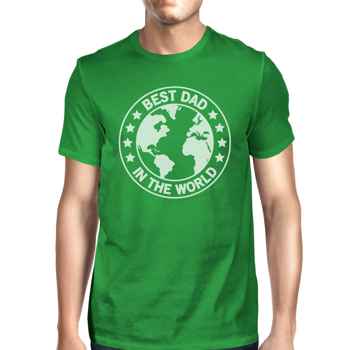 Men's green graphic t-shirt featuring 'World Best Dad' design, made from 100% ring spun cotton, perfect for Father's Day gifts.