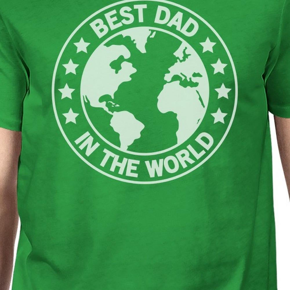 Men's green graphic t-shirt featuring 'World Best Dad' design, made from 100% ring spun cotton, perfect for Father's Day gifts.