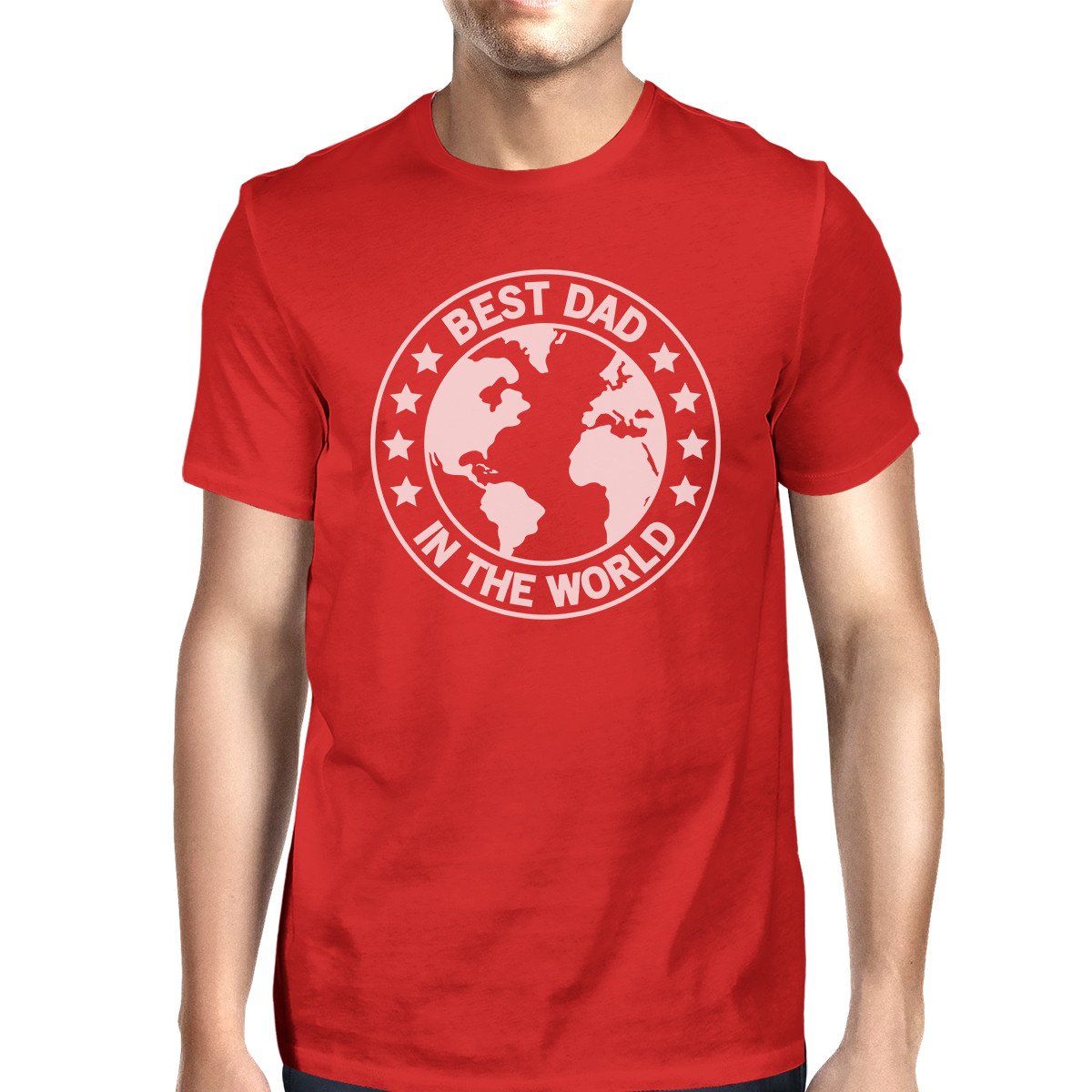 Men's red cotton t-shirt with 'World Best Dad' graphic design, perfect for Father's Day gifts.