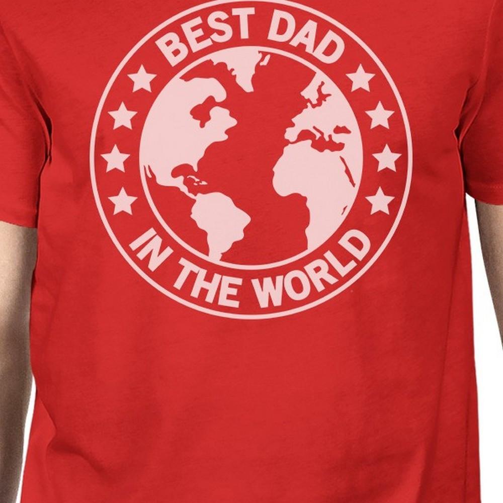 Men's red cotton t-shirt with 'World Best Dad' graphic design, perfect for Father's Day gifts.