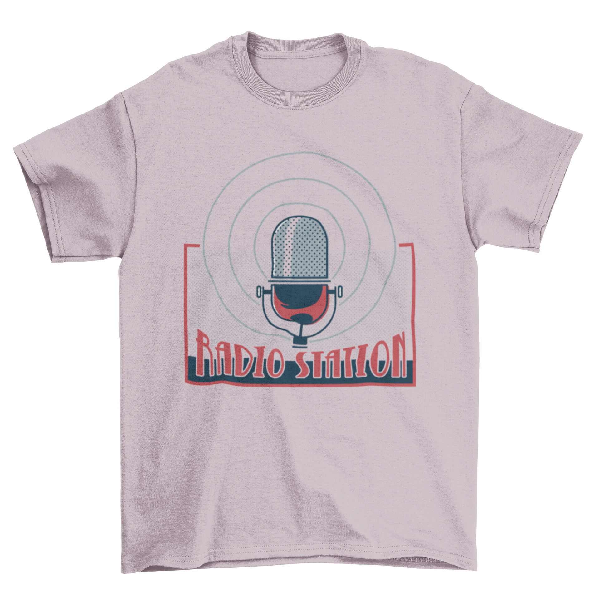 Vintage retro T-shirt featuring a radio microphone illustration and the text 'Radio Station'.