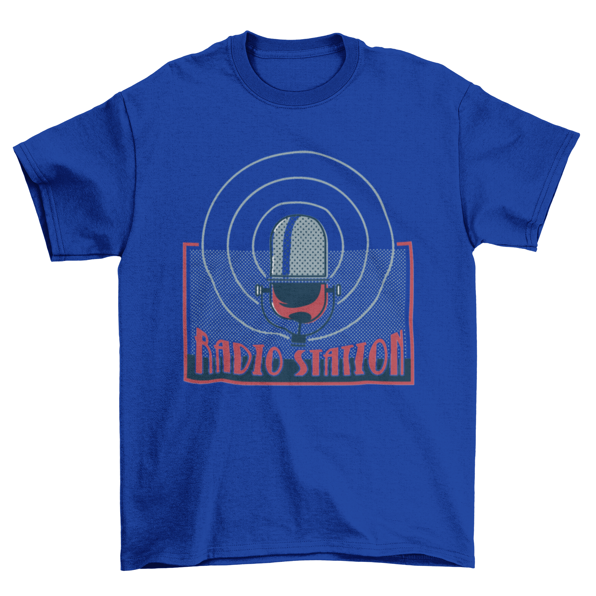 Vintage retro T-shirt featuring a radio microphone illustration and the text 'Radio Station'.