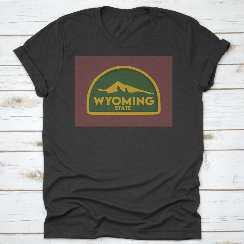 A comfortable Wyoming State travel shirt design featuring a green world theme, made from 100% cotton, perfect for travel enthusiasts.