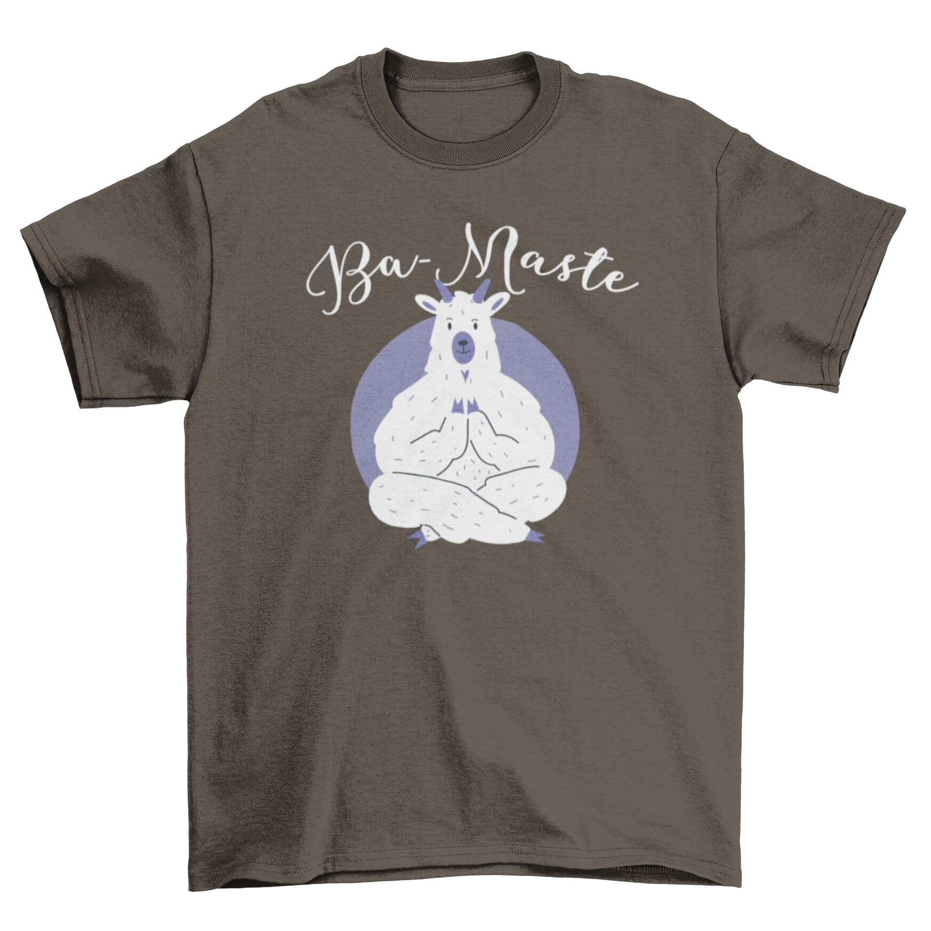 A colorful illustration of a llama in a yoga pose with the text 'Ba Maste' above it, perfect for t-shirts and other merchandise.