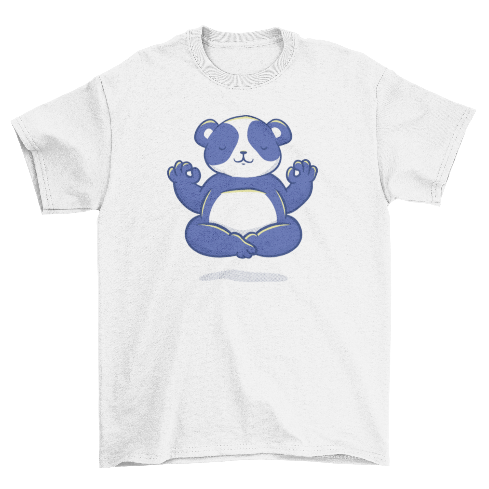 A cute Yoga Panda T-shirt featuring a panda bear meditating, perfect for yoga lovers.