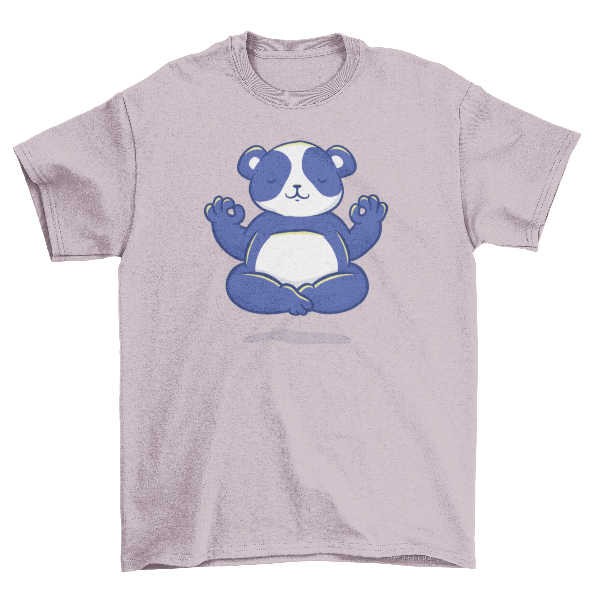 A cute Yoga Panda T-shirt featuring a panda bear meditating, perfect for yoga lovers.