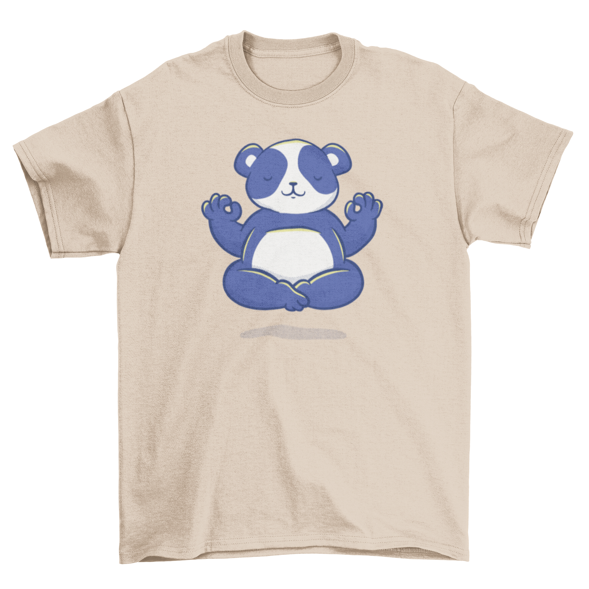 A cute Yoga Panda T-shirt featuring a panda bear meditating, perfect for yoga lovers.