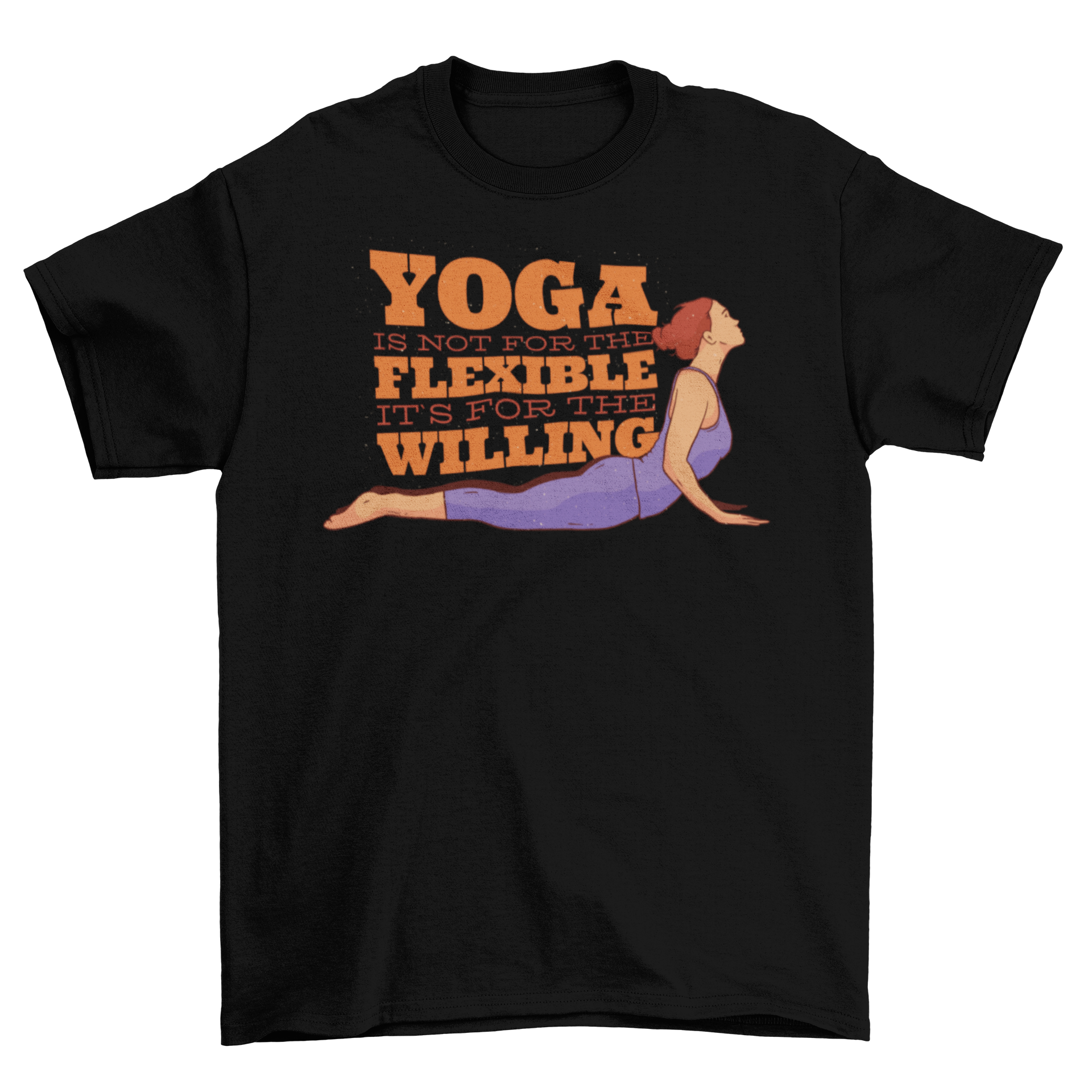 Yoga Quote Woman T-shirt featuring an inspiring quote and a woman in a yoga pose, perfect for yoga enthusiasts.