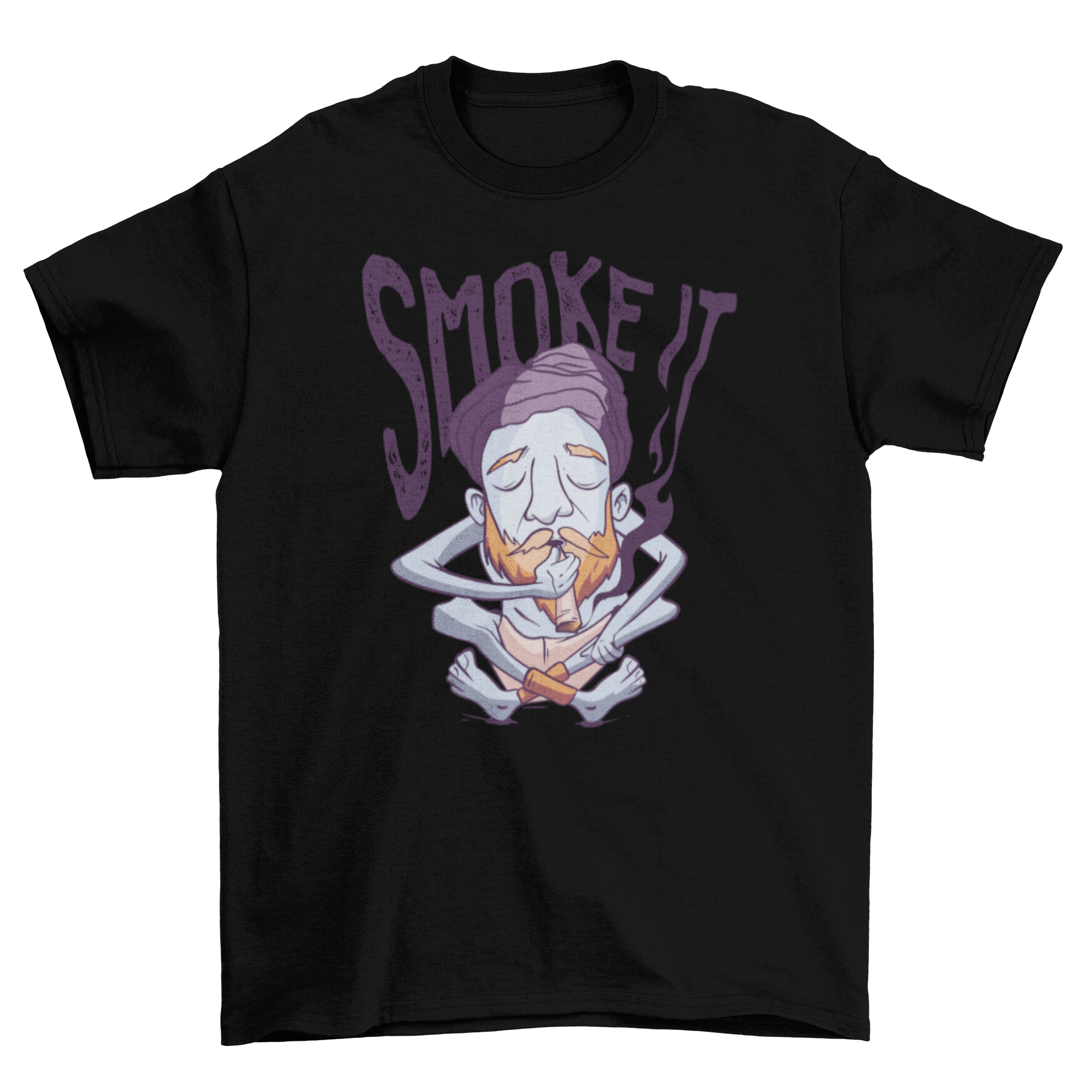 Yogi Man T-Shirt featuring a yogi design and 'Smoke it' caption, perfect for yoga enthusiasts.