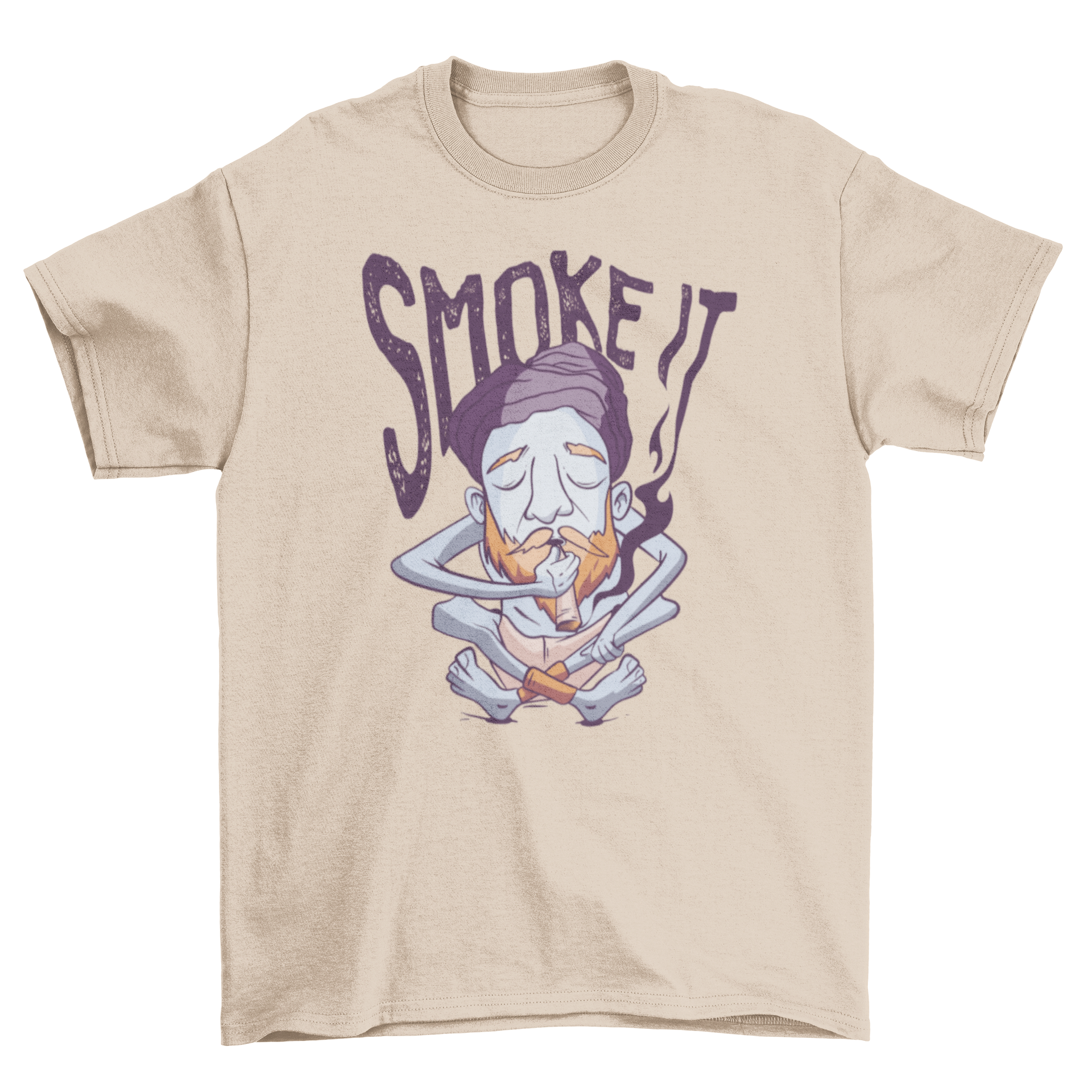 Yogi Man T-Shirt featuring a yogi design and 'Smoke it' caption, perfect for yoga enthusiasts.