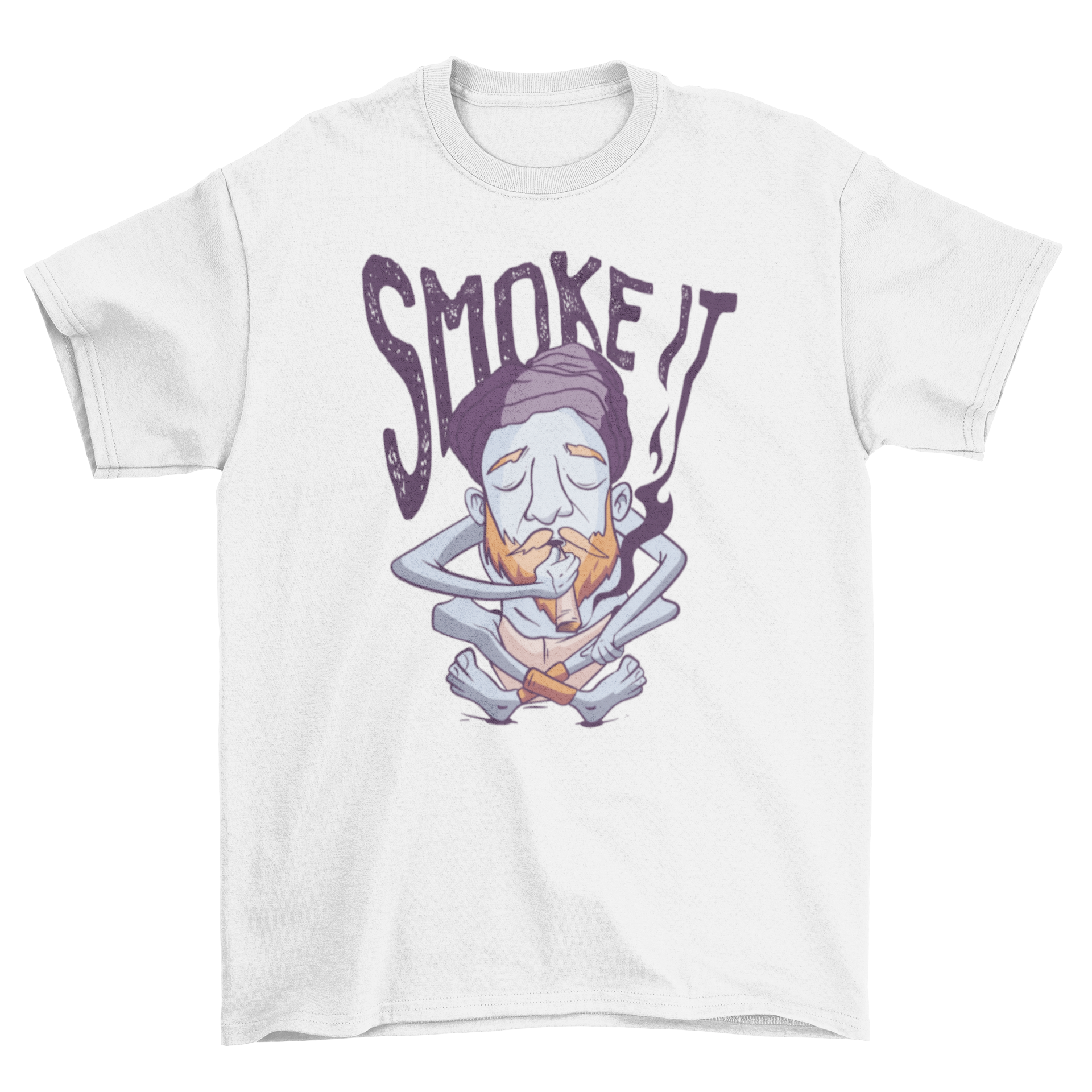 Yogi Man T-Shirt featuring a yogi design and 'Smoke it' caption, perfect for yoga enthusiasts.