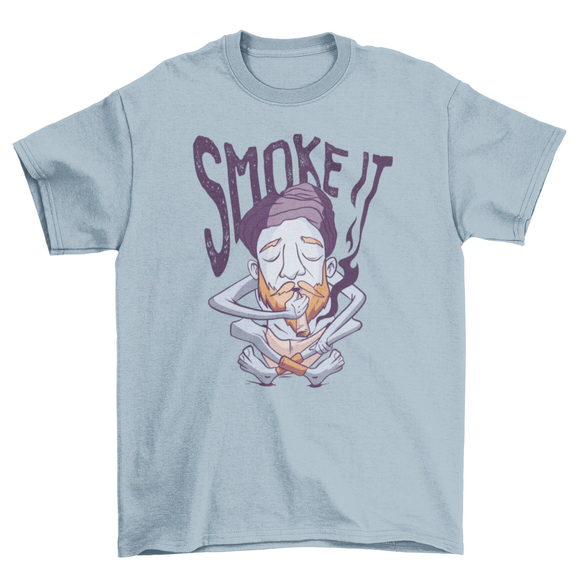 Yogi Man T-Shirt featuring a yogi design and 'Smoke it' caption, perfect for yoga enthusiasts.